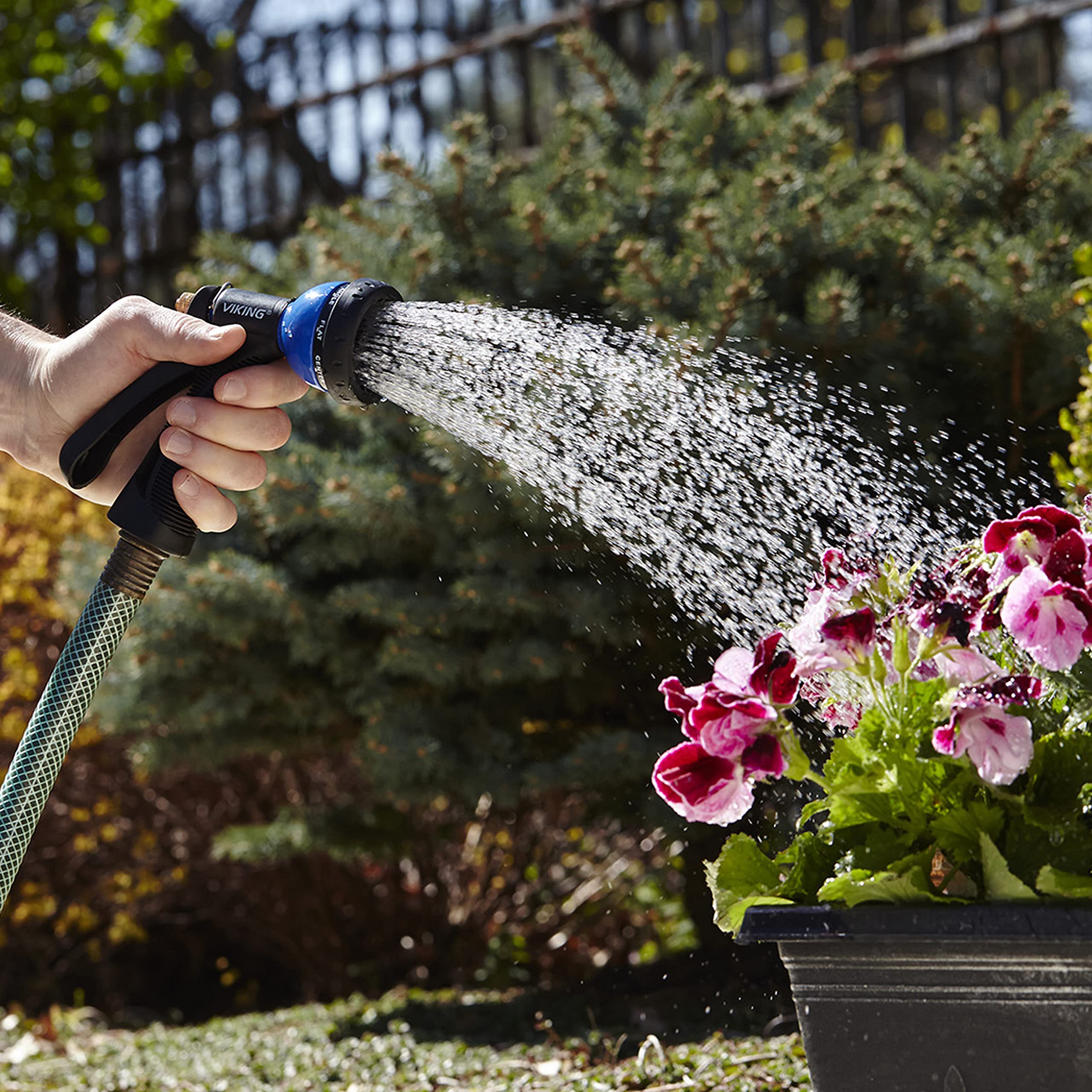 VIKING Heavy Duty Garden Hose Nozzle - 8 Adjustable Spray Patterns for Car Washing, Plant Watering, Pet Bathing & Home Cleaning | Durable Outdoor Watering Tool for Lawn, Garden & Household Use