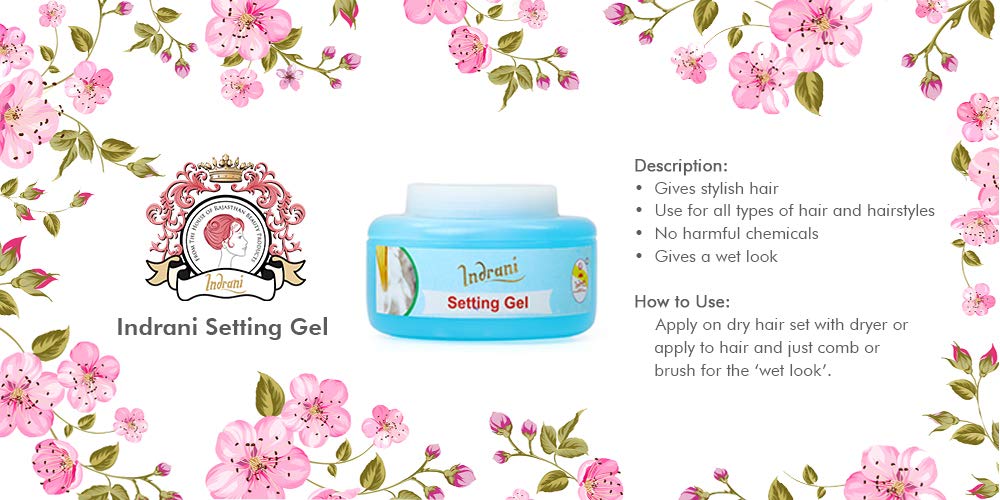 Indrani Professional Hair Setting Gel 200g - Strong Hold Styling Gel for Curly, Wavy & Straight Hair - Salon Quality Hair Gel for Men & Women - Perfect for Daily Styling, Special Occasions & Heat Protection