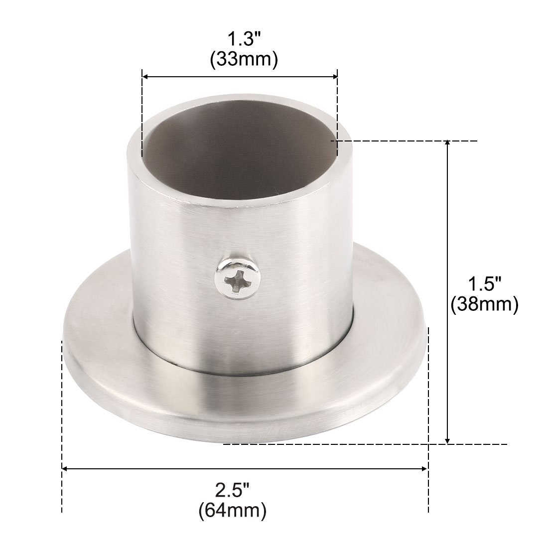 uxcell 304 Stainless Steel Closet Rod Bracket Flange Lever Supports Holder Hangers - 1.3 Inch Diameter (2 Pack) - Heavy Duty Closet Organization for Wardrobes, Garment Racks & Storage Systems