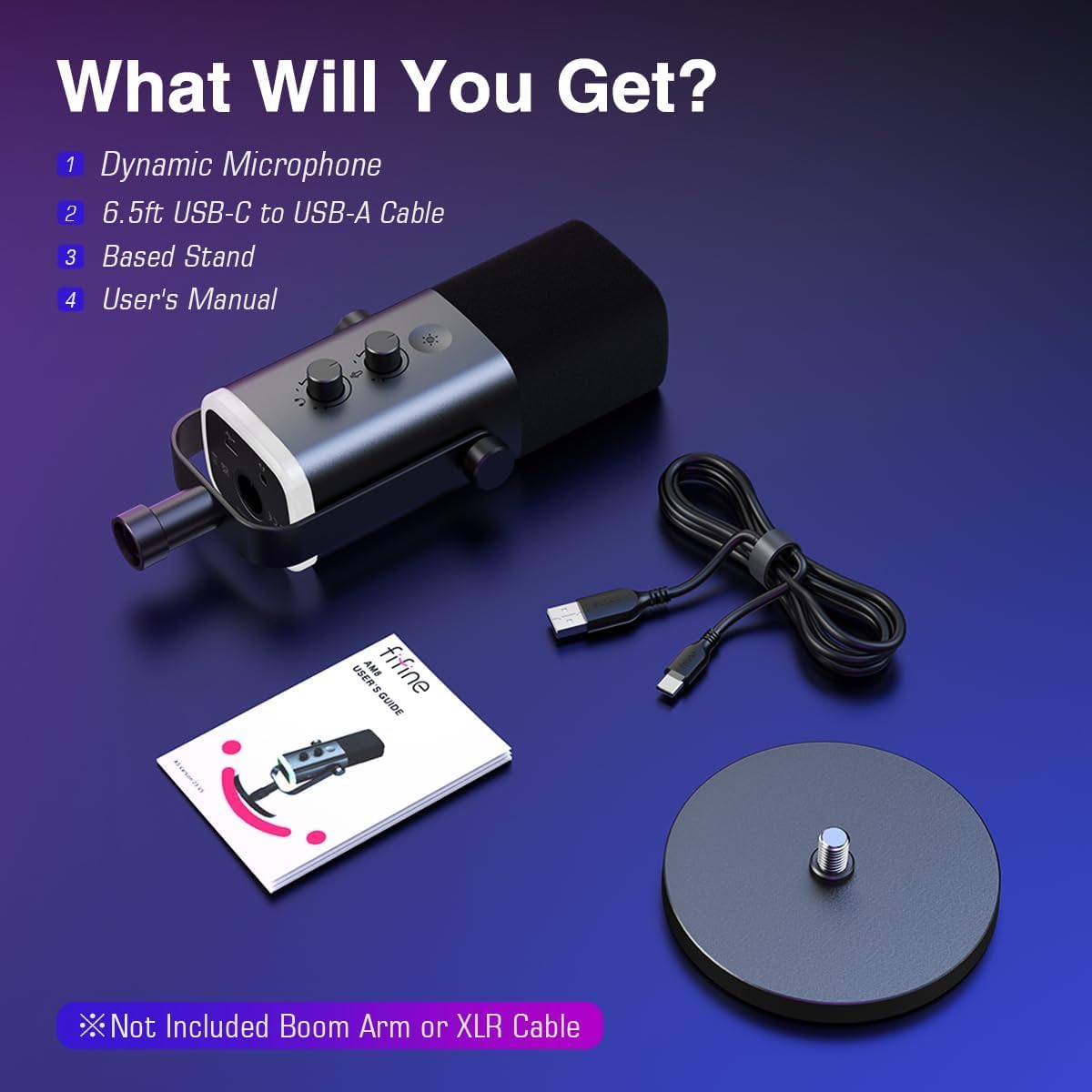 Fifine AM8 XLR/USB Dynamic Microphone for Podcasting, Gaming & Streaming - RGB Lighting, Mute Button, Headphone Jack & Desktop Stand - Perfect for YouTube, VoiceOver, Singing & PC Recording (Ideal for Home Studios, Twitch Streamers & Content Creators)