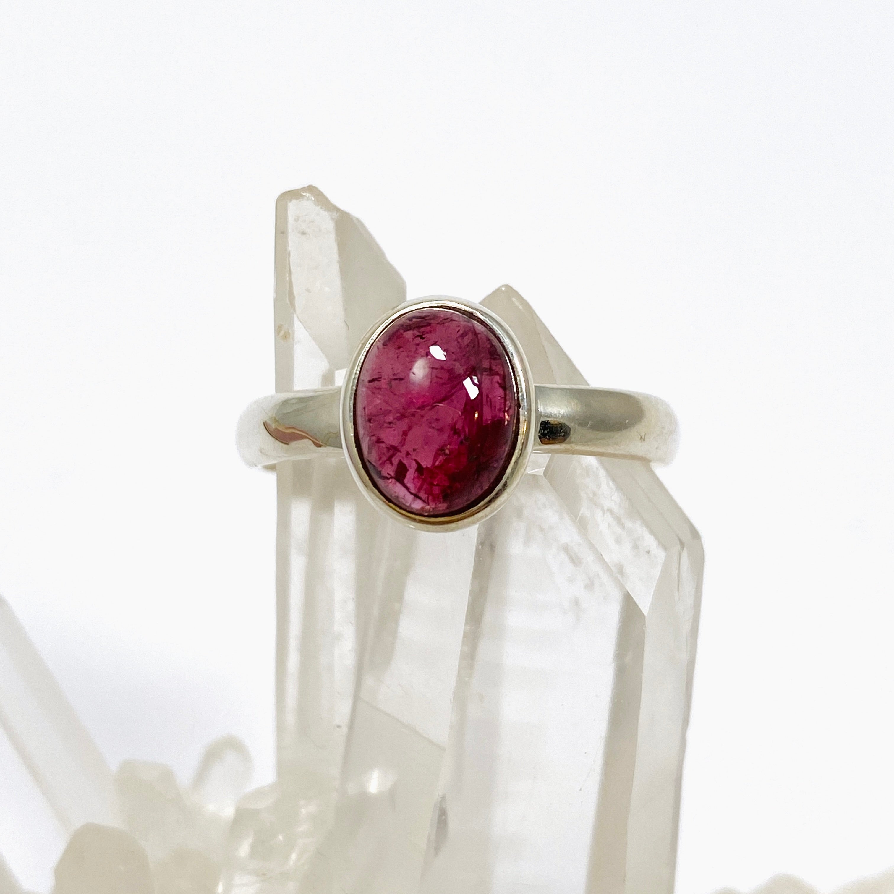 Pink Tourmaline Oval Cabochon Ring - Size 9 - PRGJ735 - Perfect for Engagement, Anniversary Gifts & Everyday Elegance