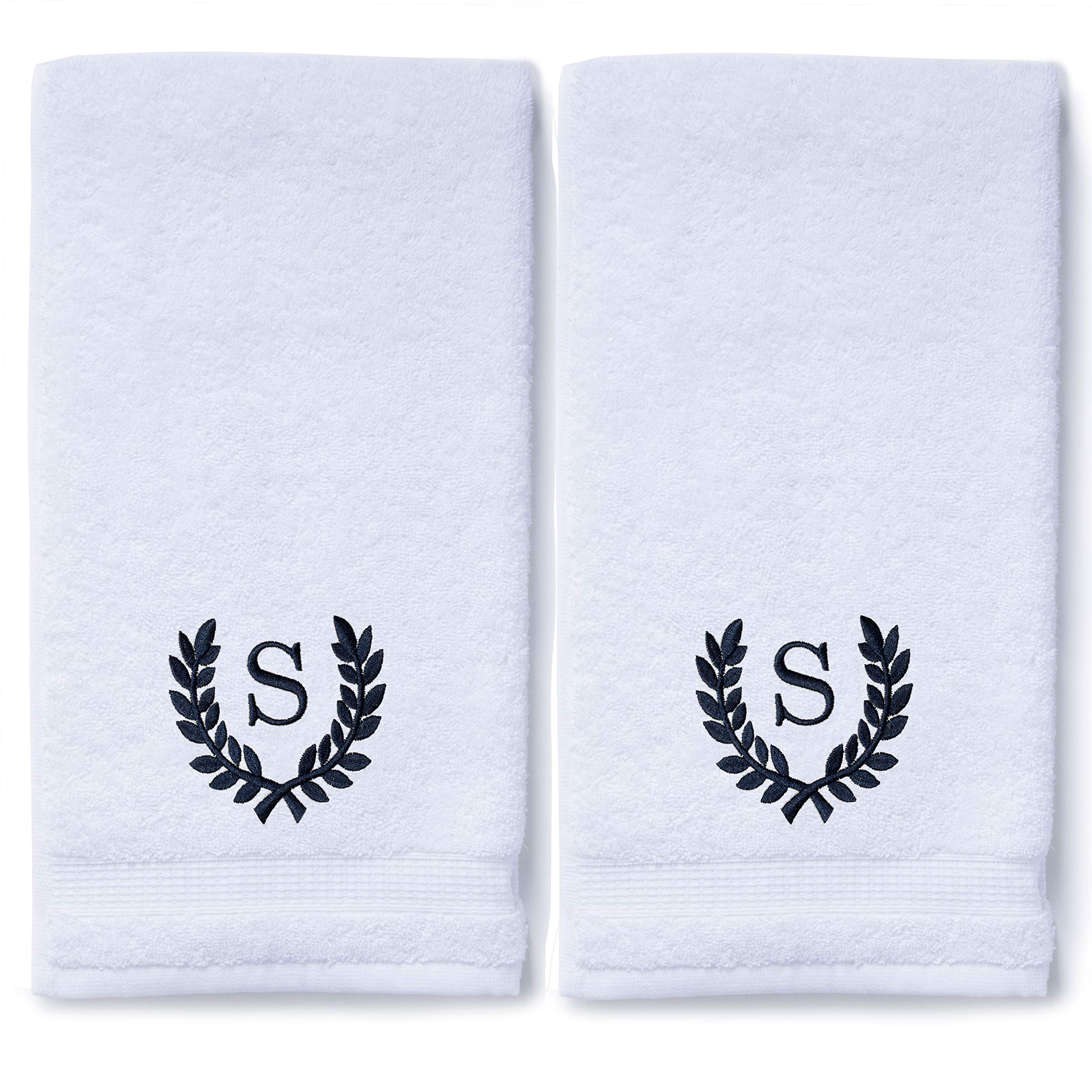 Personalized Monogrammed Hand Towels - Luxury Turkish Cotton Bath & Kitchen Towels Set of 2 (16