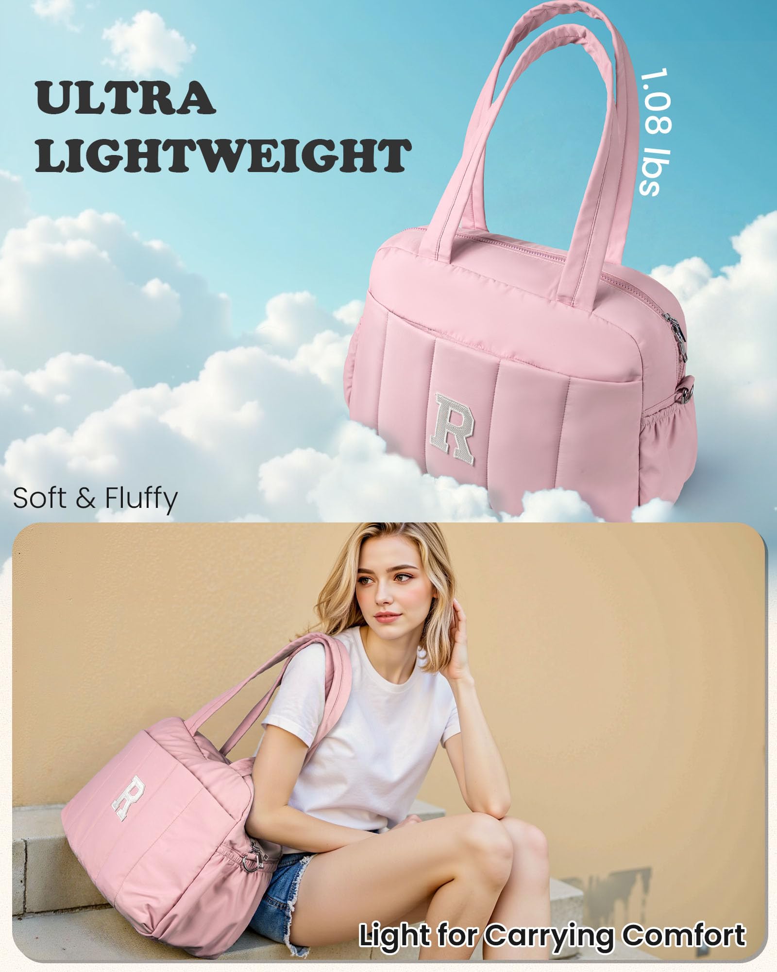 Personalized Monogram Weekender Bag for Women - Custom Initial Duffel Travel Bag with Makeup Pouch | Perfect Gift for Mom, Bride, Friend Birthday | Ideal for Weekend Getaways, Business Trips & Overnight Stays