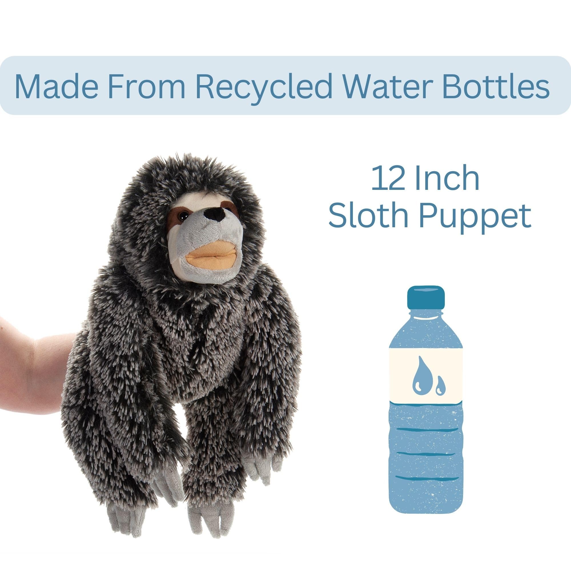 12 Inch Sloth Hand Puppet Plush Toy - Interactive Stuffed Animal for Kids, Soft & Cuddly Petting Zoo Puppetz, Perfect Gift for Children | Playtime, Storytelling & Imaginative Play