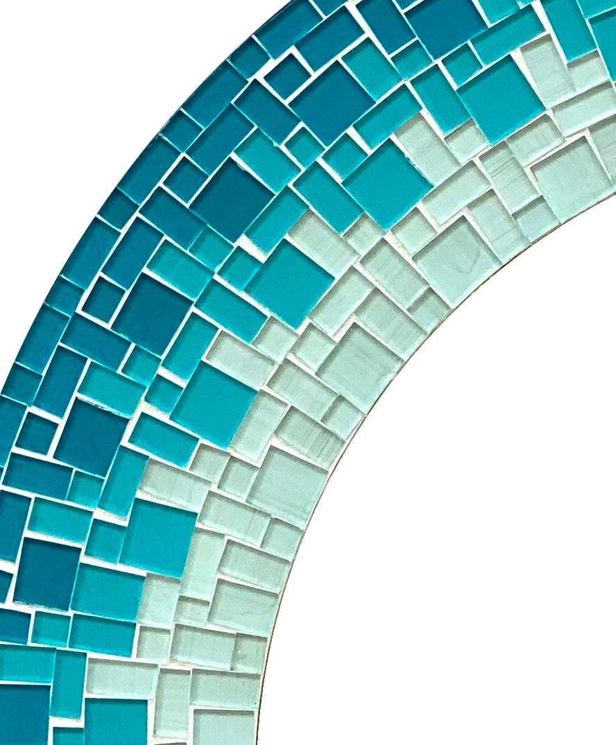 Handcrafted Sea-Blue Turquoise White Mosaic Wall Mirror - 24