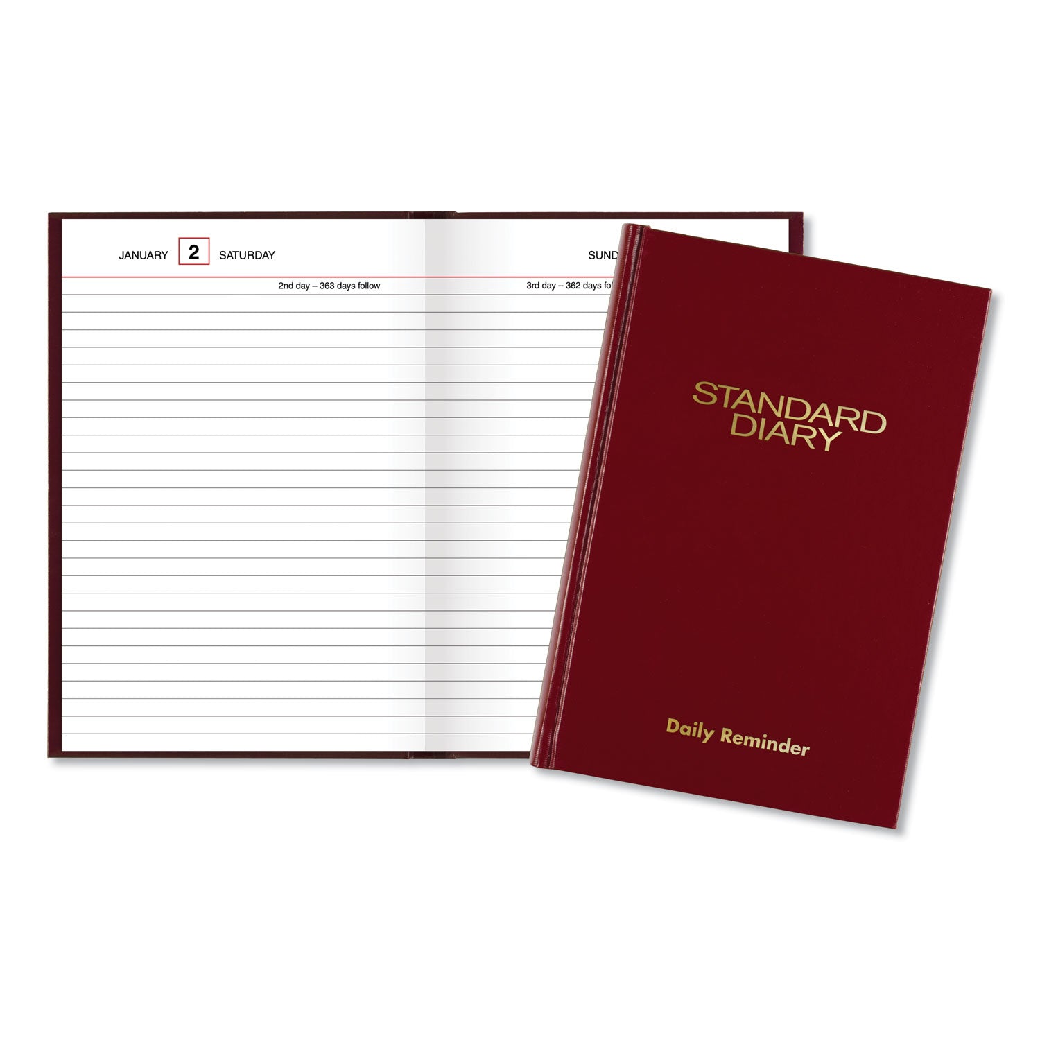 AT A GLANCE® 2025 Standard Diary Planner - Medium College Ruled Daily Reminder Notebook with Red Cover, 7.5