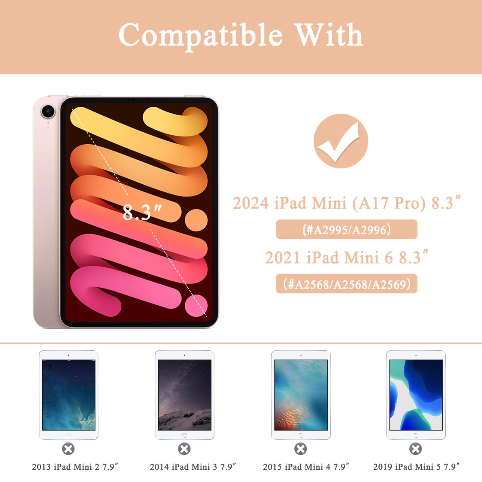 Supveco iPad Mini 7 (A17 Pro) 2024 & iPad Mini 6 2021 8.3 Inch Protective Case with Pencil Holder - Auto Wake/Sleep Feature, Slim TPU Back Cover for 7th & 6th Gen iPad Mini - Perfect for Work, School & Travel Protection