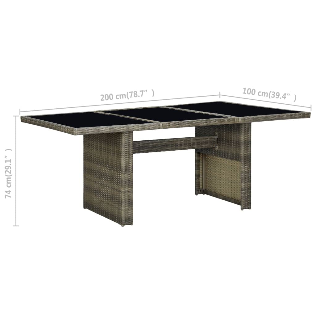 Brown Poly Rattan & Tempered Glass Outdoor Patio Table - Durable Garden Table for Patio, Deck, Lawn, Backyard & Terrace | Perfect for Dining, Entertaining & Relaxing in Your Outdoor Space