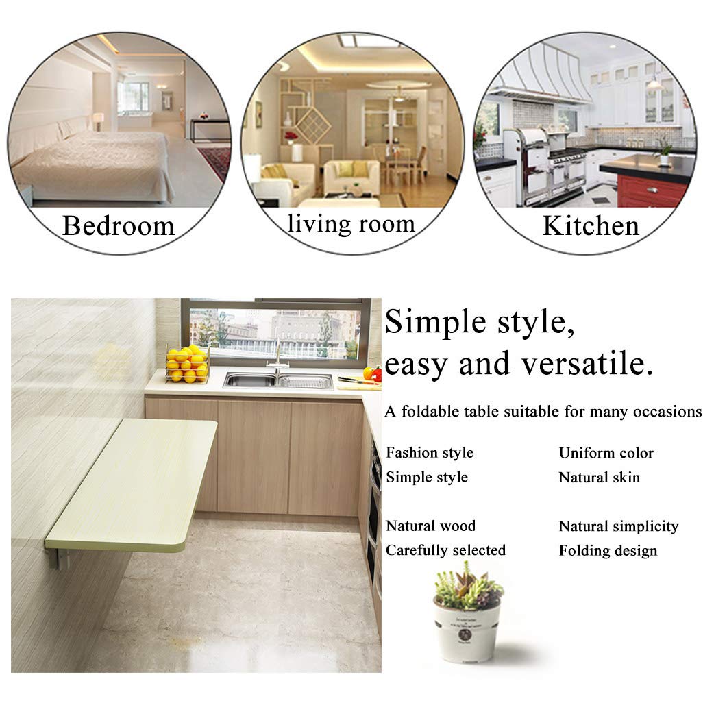 Space-Saving Folding Wall-Mounted Drop-Leaf Table - Heavy Duty Kitchen Dining Desk for Small Apartments | Perfect as Computer Desk, Breakfast Nook & Home Office Workspace