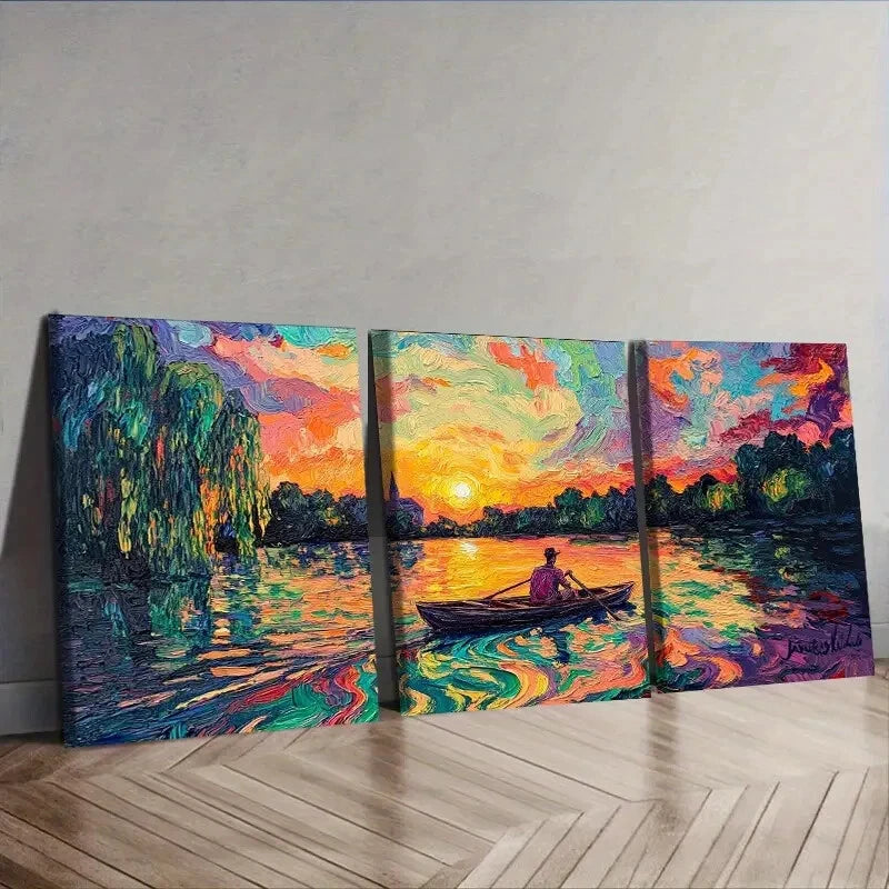 3-Piece Abandoned Lake Wall Art Set - Framed Canvas Prints 40x60cm (16x24in) | High Quality Australian Made Wall Decor | Ready to Hang | Perfect for Living Room, Bedroom & Office Decor