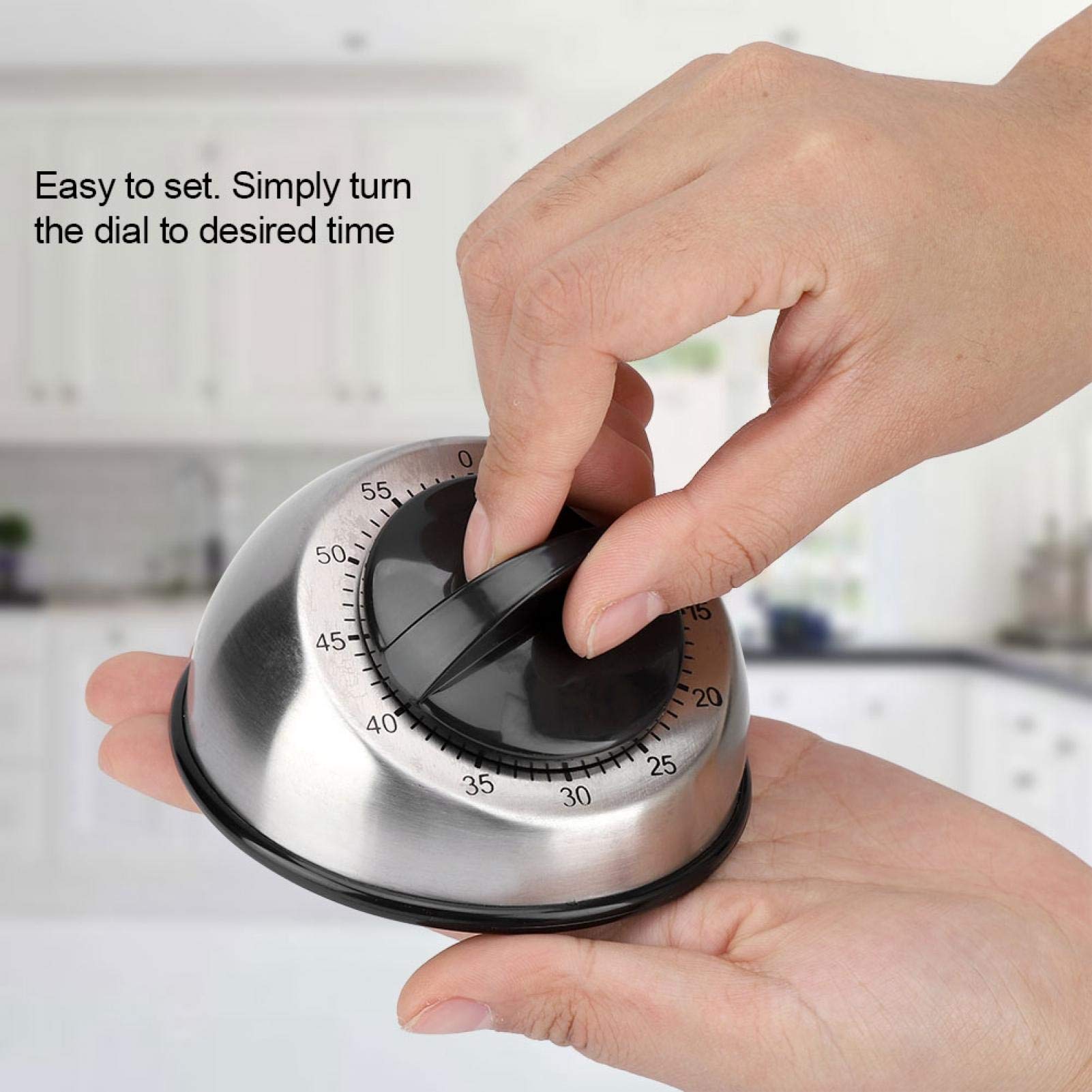 Stainless Steel Kitchen Timer - 60 Minute Countdown Alarm Clock for Cooking, Baking & Meal Prep | Durable Dome-Shaped Time Reminder Tool for Home & Professional Kitchens