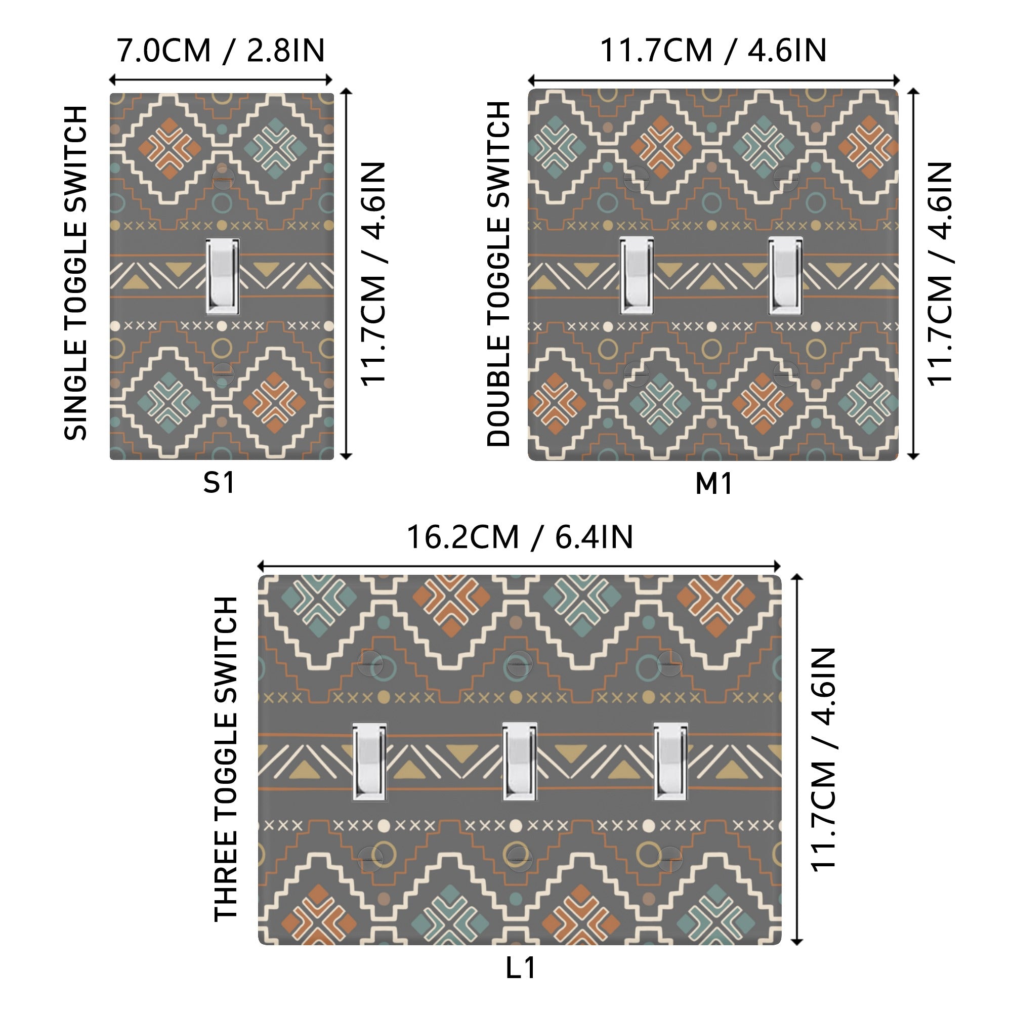 Southwestern Style Wall Plate Set of 3 - Decorative Switch Plate Covers for Home Decor - Perfect for Living Room, Bedroom, and Southwestern Themed Interiors