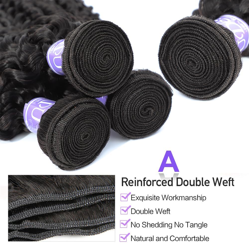 Brazilian Virgin Human Hair Bundles 3PCS - 12A Grade Unprocessed Jerry Curly Weave Extensions (22/24/26 Inch, 285g) | Natural Black Color for Women | Perfect for Daily Styling, Parties & Special Occasions