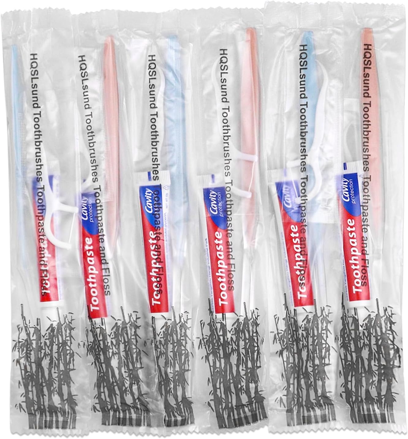 500pcs Disposable Toothbrushes with Toothpaste & Floss - Individually Wrapped Travel Dental Kit (2 Colors, 10g Toothpaste, Floss Picks) - Bulk Oral Hygiene Supplies for Hotels, Airbnb, Homeless Shelters, Camping & Emergency Kits