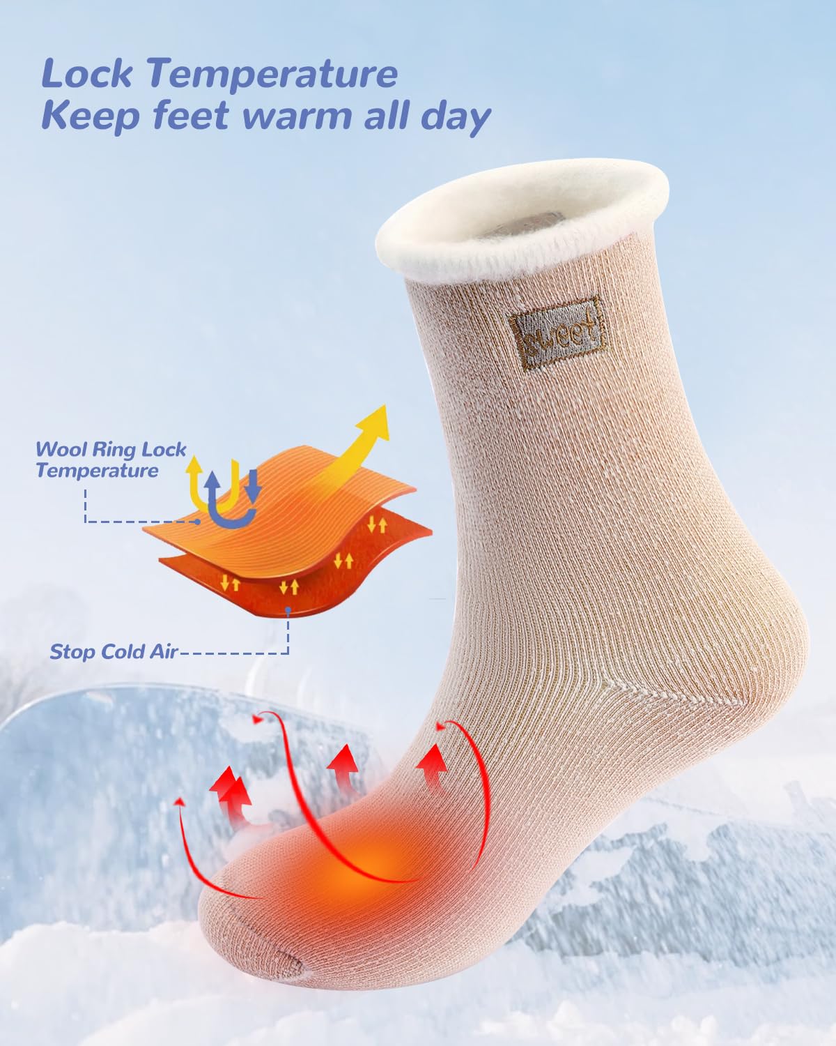 Women's Winter Socks - Thick Wool Thermal Socks for Cold Weather & Gifts