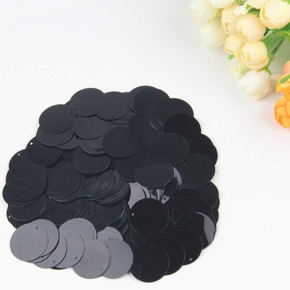 30g/Lot Black Flat Sequins for Sewing - DIY Crafts, Dresses, Tablecloths, Backdrops & Curtains - 25mm Loose Sequins for Women's Fashion & Home Decor Projects
