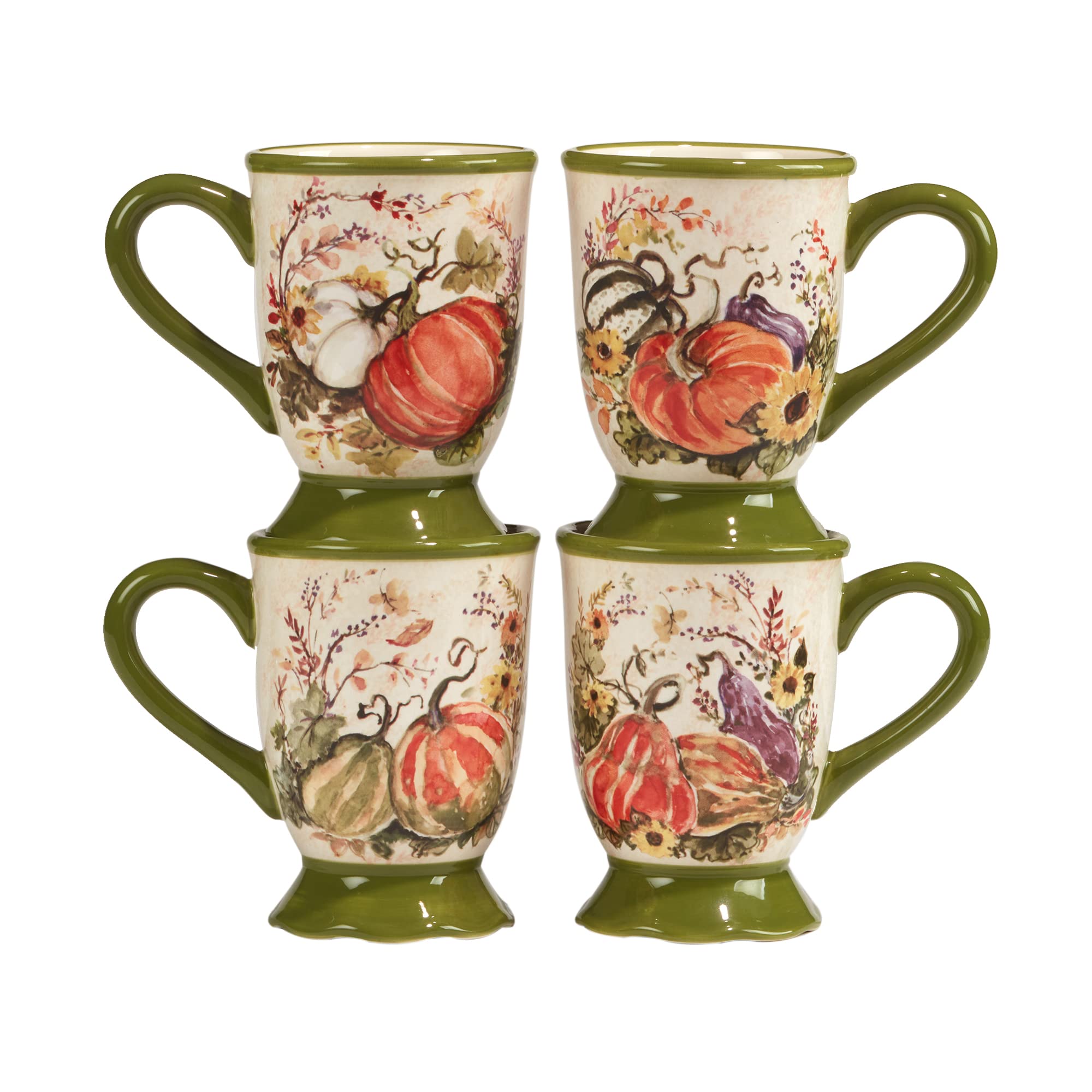 Certified International Harvest Morning 16 oz. Coffee Mugs, Set of 4 - Perfect for Breakfast, Tea, or Hot Cocoa at Home or Office