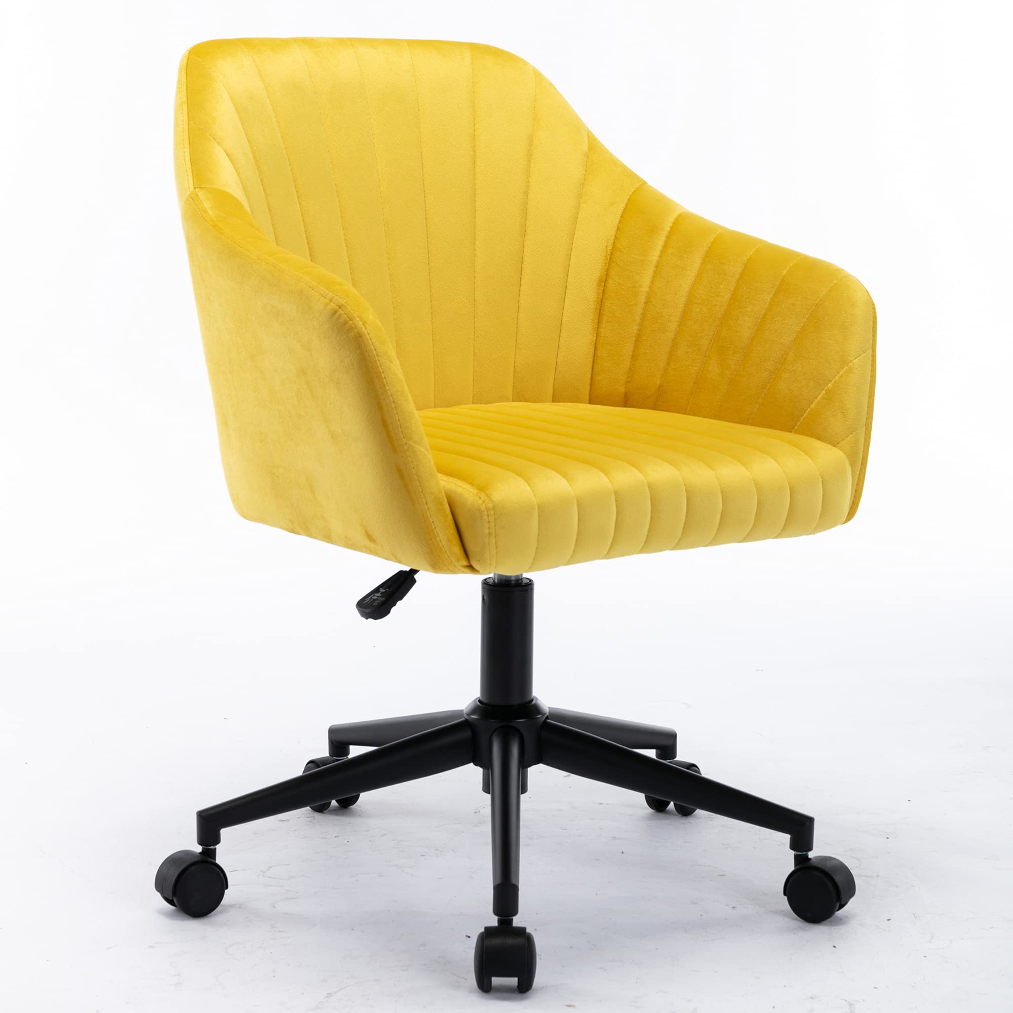 Ergonomic Home Office Chair - Adjustable Swivel Task Chair with Soft Velvet Fabric & Lumbar Support - Perfect for Remote Work, Gaming & Study (Yellow)