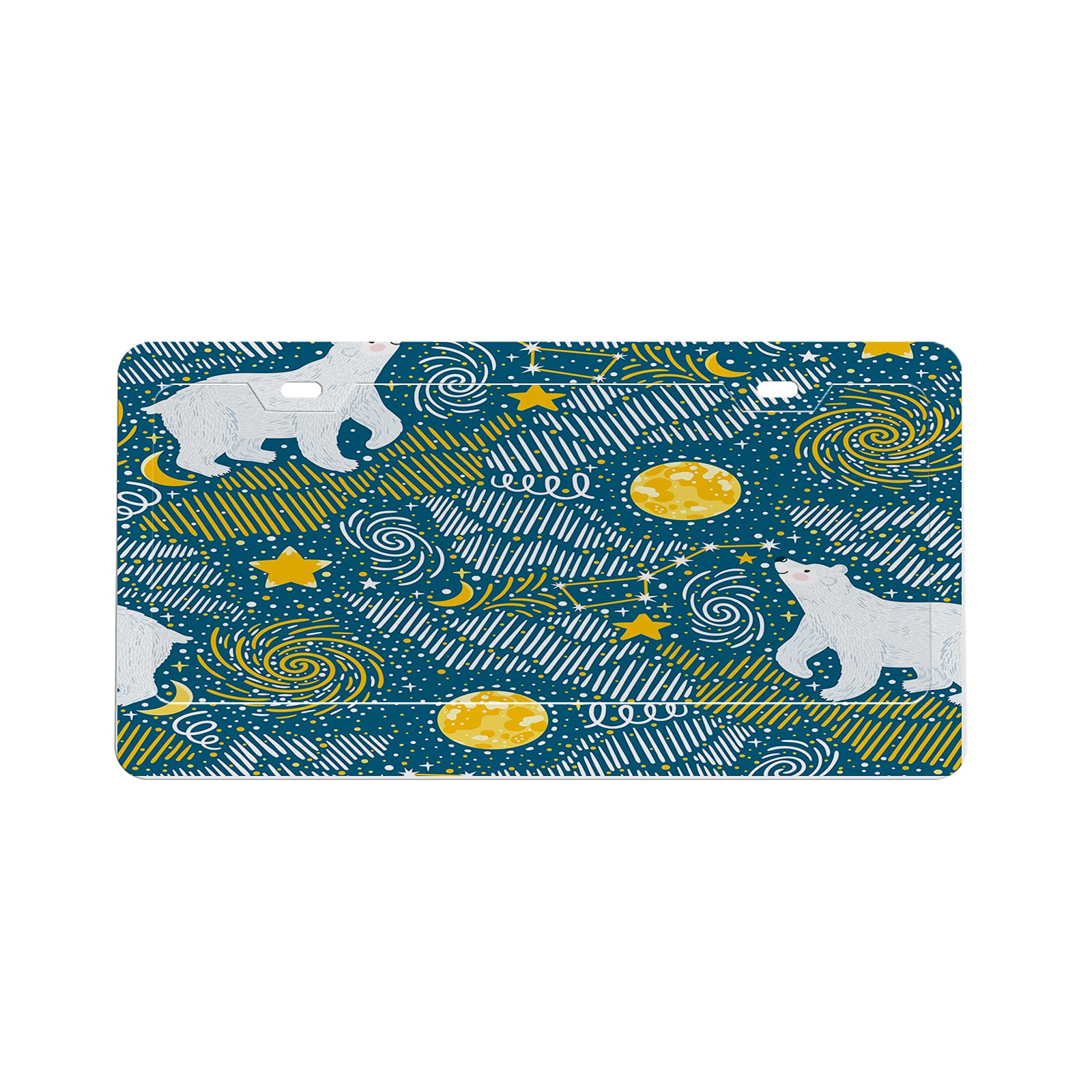 Polar Bear License Plate Cover - Moon Star Galaxy Cosmos Snow North Pole Night Abstract White Car Plate Frame for Women & Men - Perfect for Winter Car Decor, Holiday Gifts & Arctic-Themed Vehicle Accessories