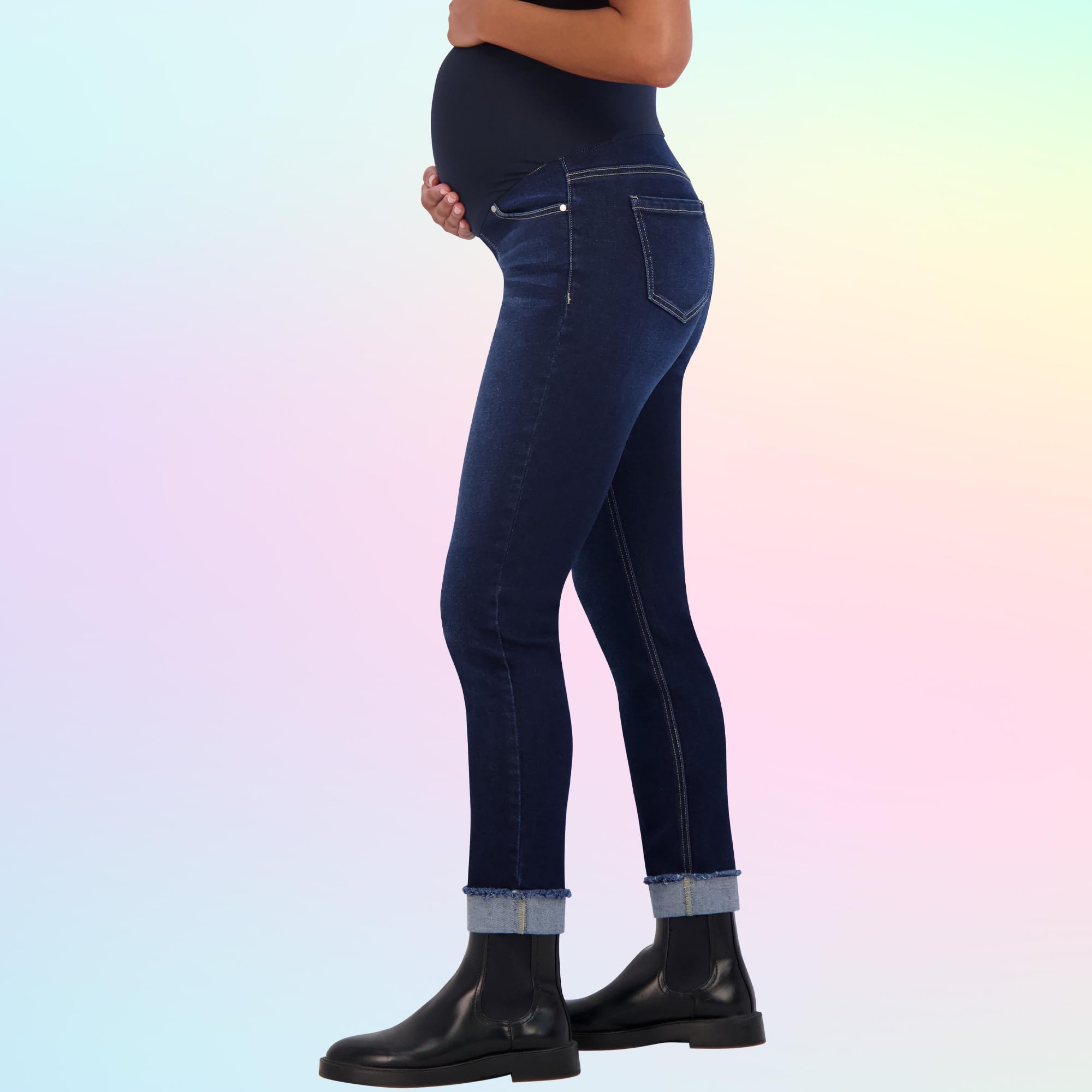 Savi Parker Women's Maternity Jeans Over The Belly – Comfortable Straight Leg Pregnancy Pants for Expecting Moms, Stretchy Denim with 27