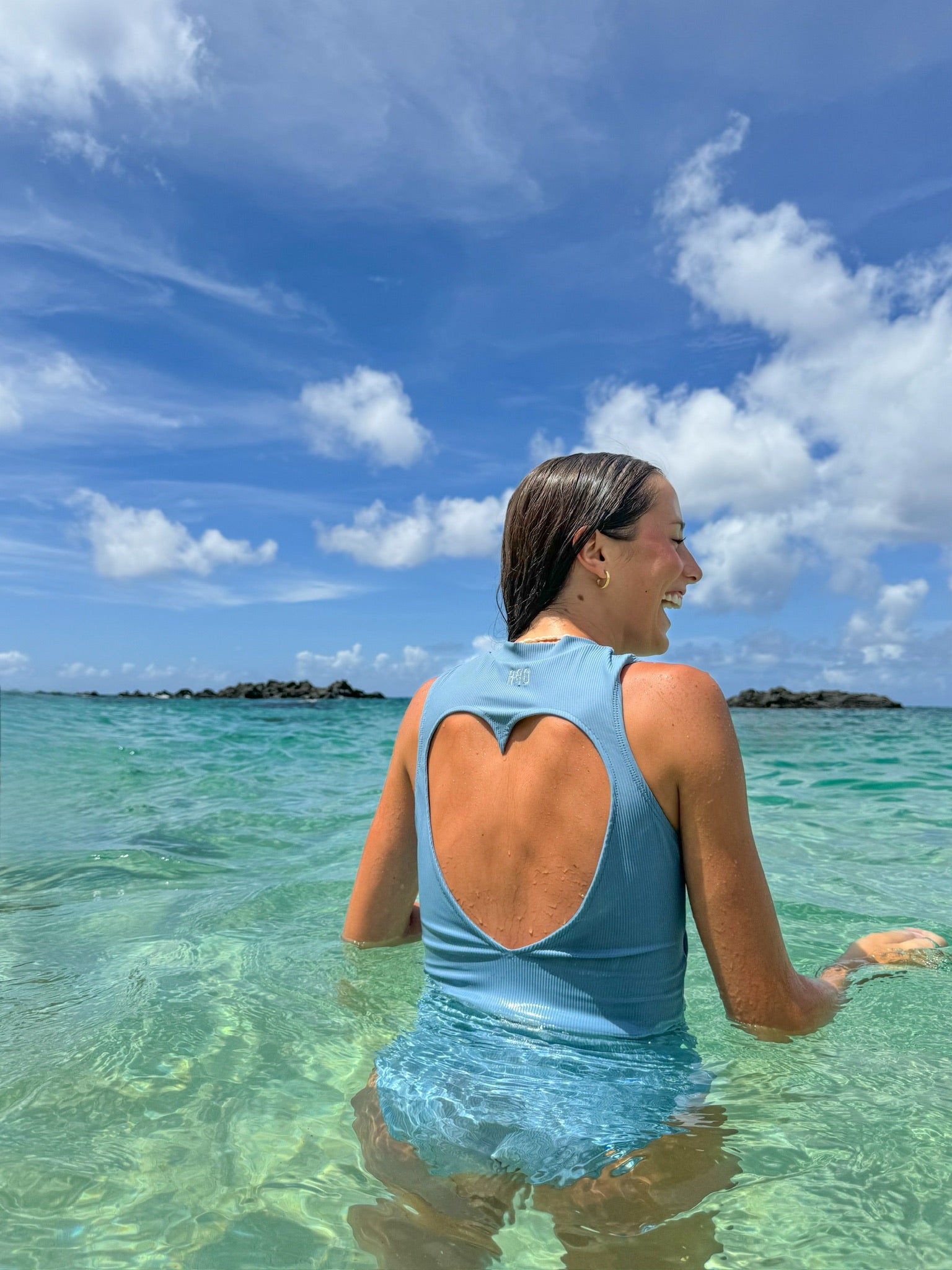 Capri Heart Back One Piece Swimsuit - Sexy High Cut Bathing Suit for Women - Perfect for Beach, Pool, and Summer Vacations