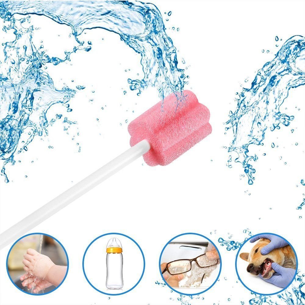 Disposable Dental Sponge Swabs - 500Pcs Oral Care Cleaning Swabs for Teeth, Gums & Mouth Hygiene | Ideal for Dental Clinics, Home Care & Post-Surgery Oral Cleaning (Pink)