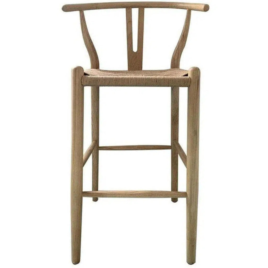 24 Inch Natural Wood Counter Stool - Scandinavian Style Bar Stool for Kitchen Island, Breakfast Nook & Home Decor