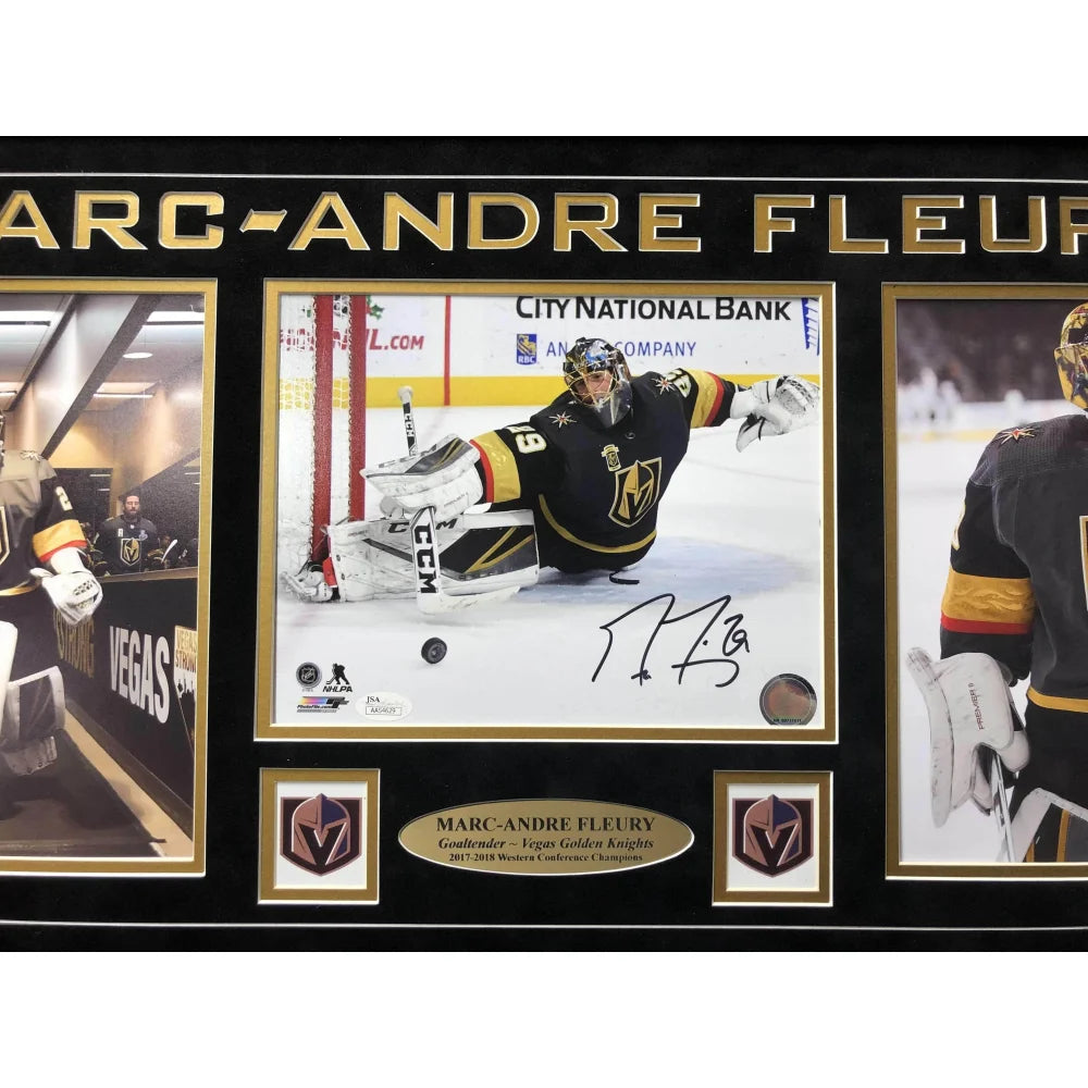Marc Andre Fleury Autographed 8x10 Photo Collage - Vegas Golden Knights Framed Memorabilia with COA - Perfect for Hockey Fans, Man Cave Decor & Sports Collectibles