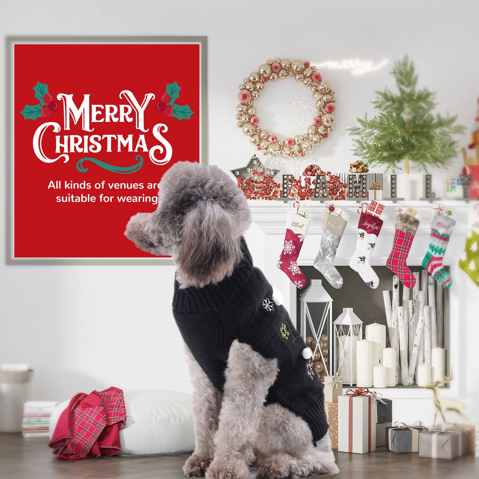PETCARE Black Snowman Christmas Dog Sweater - Festive Ugly Holiday Pullover Vest for Small & Medium Dogs & Cats - Cozy Winter Pet Costume for Xmas, New Year & Fall Celebrations - Perfect for Holiday Photos & Indoor/Outdoor Winter Wear