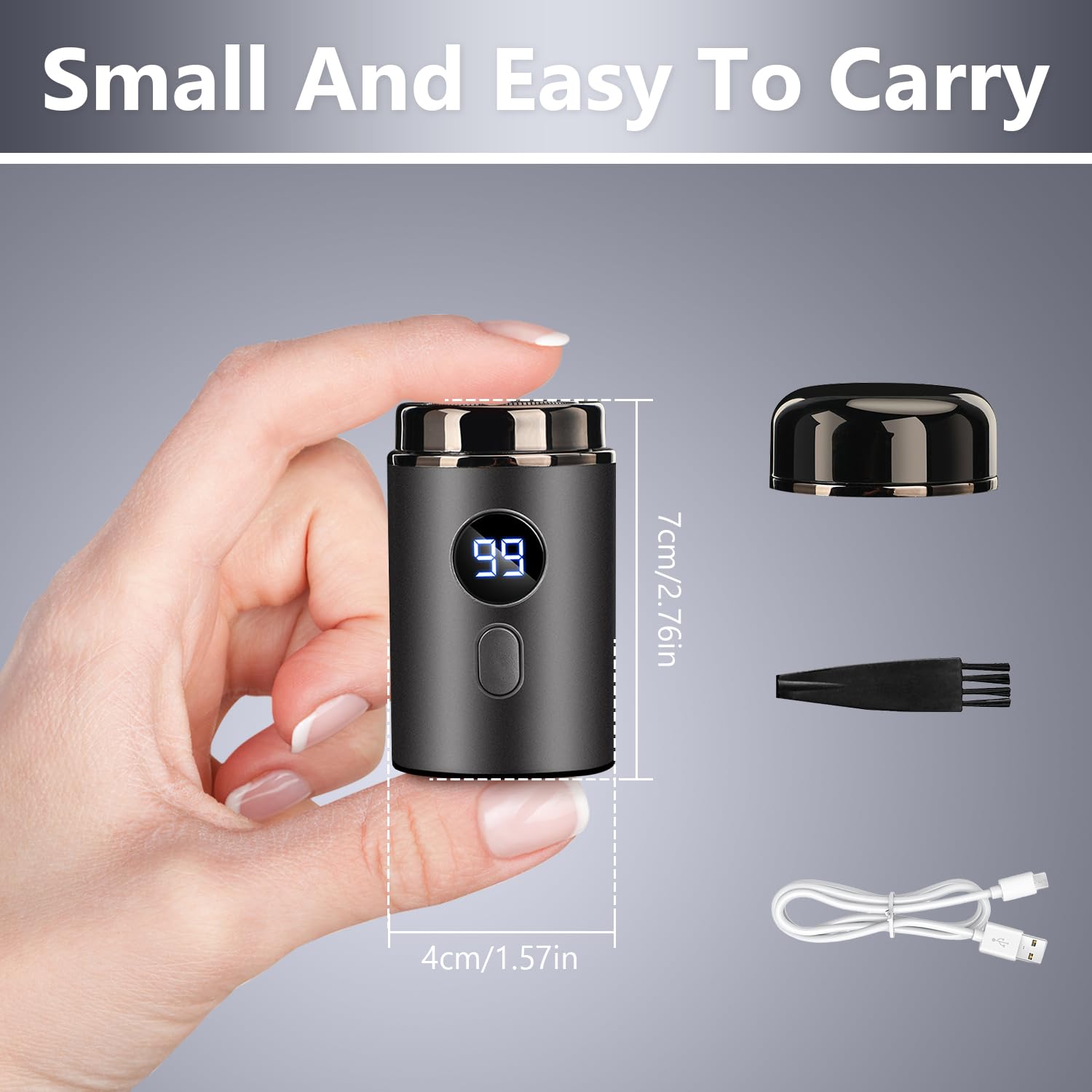 Unisex Mini Portable Electric Shaver - USB Rechargeable IPX7 Waterproof Travel Razor for Men & Women, Perfect for Car, Gym, and Business Trips (Grey)