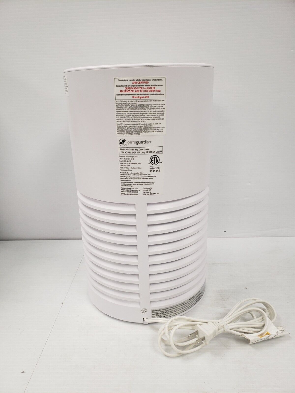GermGuardian AC4711W True HEPA Air Purifier with UV-C Light - Eliminates 99.97% of Dust, Pollen, Pet Dander & Mold - Ideal for Bedrooms, Living Rooms & Offices (White)