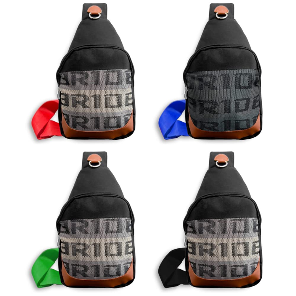 Q1-TECH JDM Bride Racing Backpack - Brown Bottom with Racing Harness Straps, Gradation Crossbody Shoulder Daypack (Black Strap) 1-BPS-BRIDE22-G - Perfect for Motorsports, Daily Commute & Travel Accessories