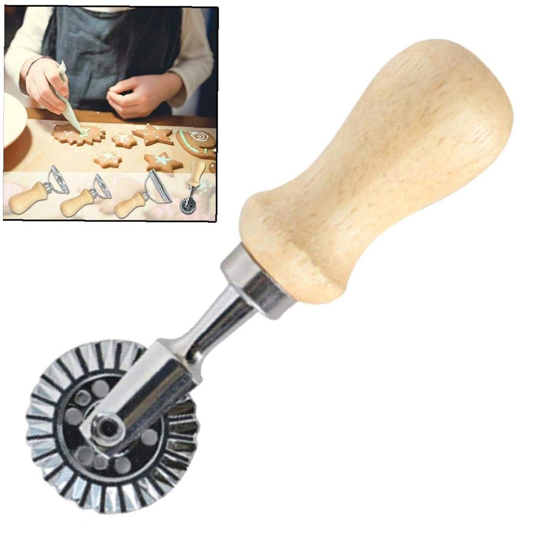 Ravioli Maker Stamp - Pasta Dough Press with Wooden Handle for Homemade Ravioli, Dumplings, Biscuits & Pastry - Perfect for Italian Cooking, Baking & DIY Kitchen Crafts