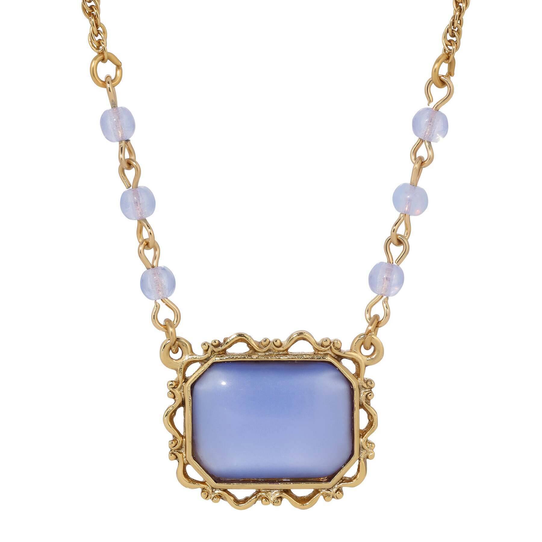 1928 Jewelry Octagon Moonstone Pendant Necklace - 15+3 Inch Adjustable Chain - Elegant Gift for Women, Perfect for Weddings & Evening Events