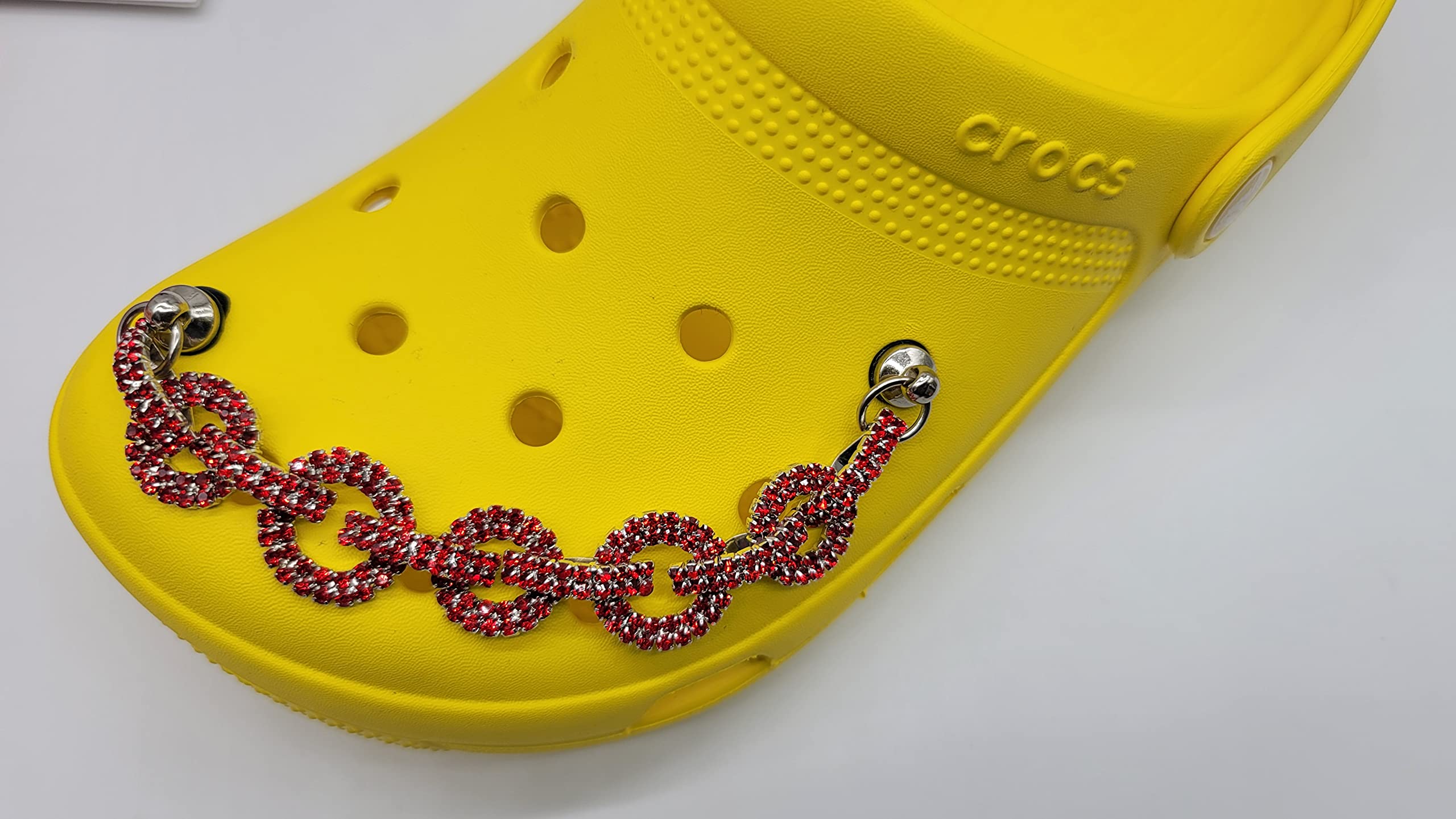 Snappy Red O Rhinestone Shoe Chain for Crocs - Sparkling Shoe Accessory for Women & Girls - Perfect for Parties, Weddings & Everyday Fashion