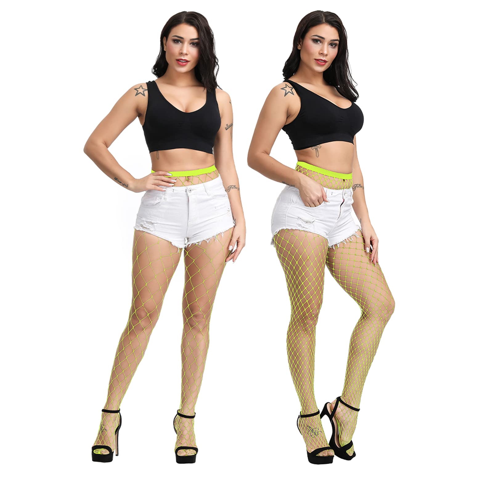 EVERSWE Sexy High Waist Fishnet Tights with Garter Belt - Thigh High Suspender Stockings for Women, Plus Size Lingerie - Perfect for Halloween, Cosplay, Boudoir & Night Out