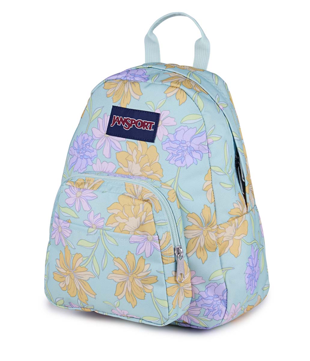 Jansport Half Pint Backpack - Lightweight Faded Floral Print in Fresh Mint Green | Perfect for School, College, Travel & Everyday Use