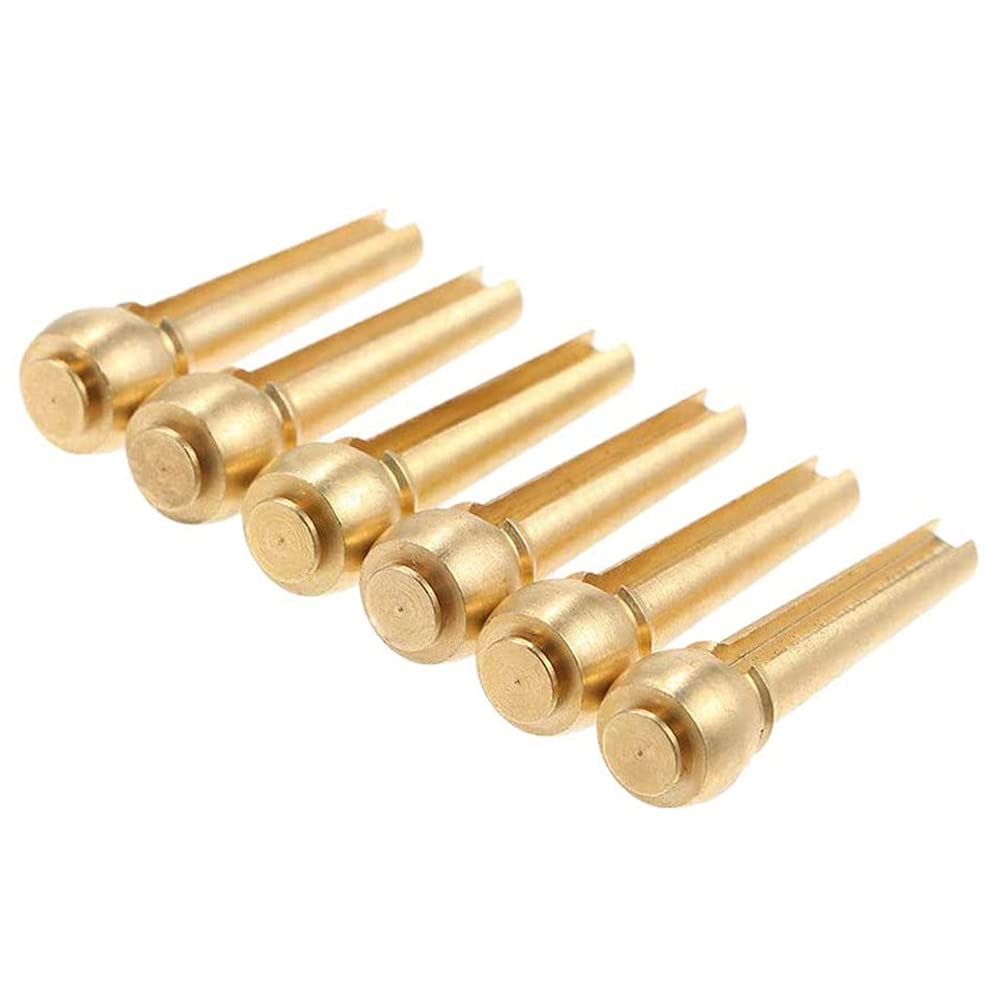 Alnicov 6-Piece Brass Guitar Bridge Pins & Endpin Set with Bridge Pin Puller - Includes 5 Guitar Picks for Acoustic 6-String Guitars - Perfect for Guitar Maintenance, Repair, and String Replacement