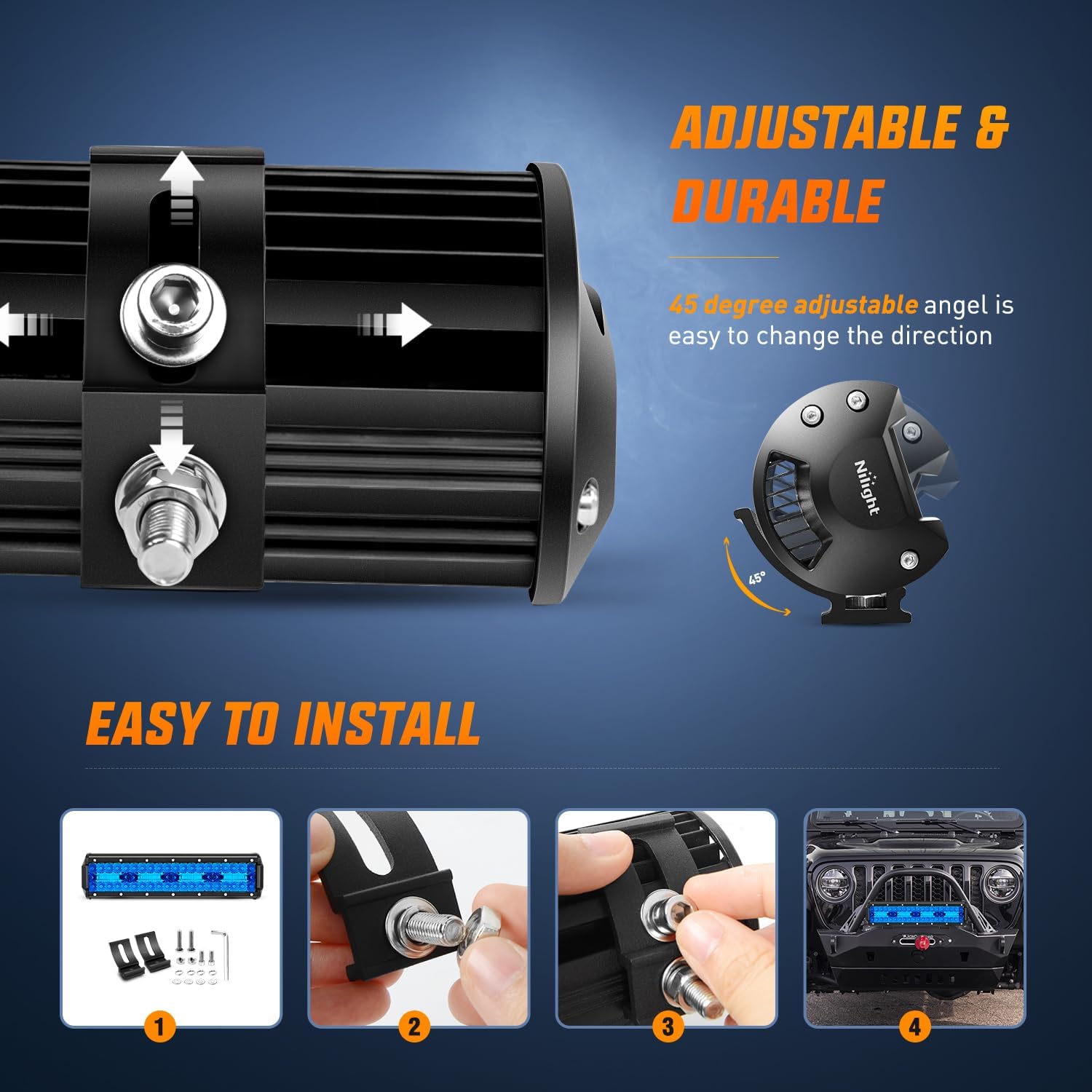 12 Inch 240W 30000LM Triple Row LED Light Bar - Blue Spot/Flood Combo for Off-Road Trucks, ATVs, UTVs & Marine Boating - Waterproof & Durable Off-Road Lighting