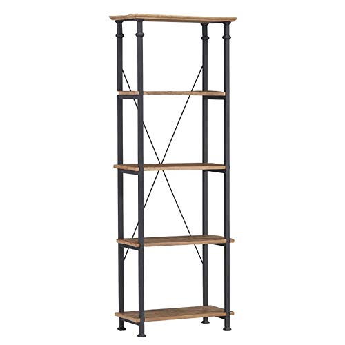 Pemberly Row Solid Wood Bookcase in Rustic Brown - Handcrafted Oak Bookshelf for Home Office & Living Room - Perfect for Organizing Books, Decor & Storage