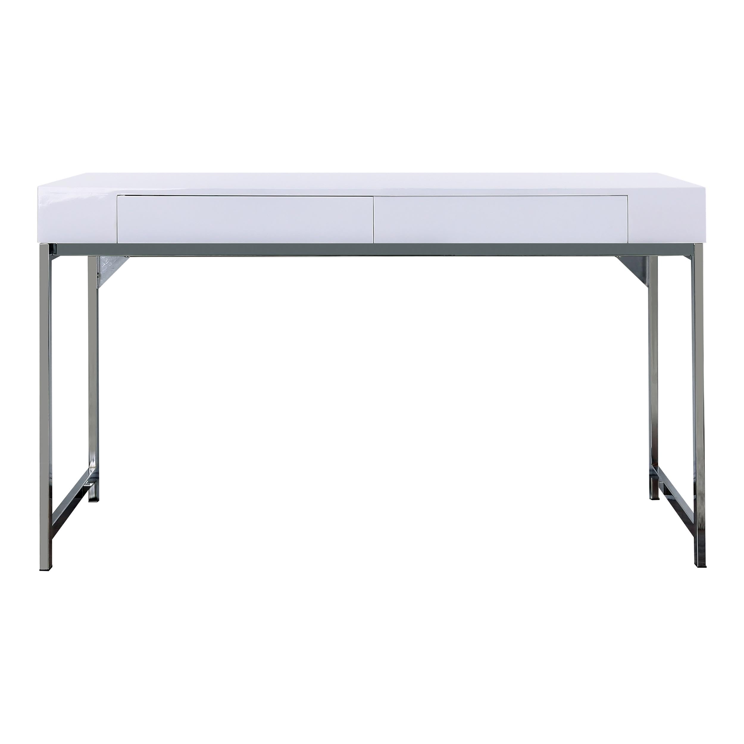 Robertson Wood 2-Drawer Writing Desk with USB Port - White Modern Home Office Desk for Small Spaces | Study, Work from Home & Remote Learning Furniture