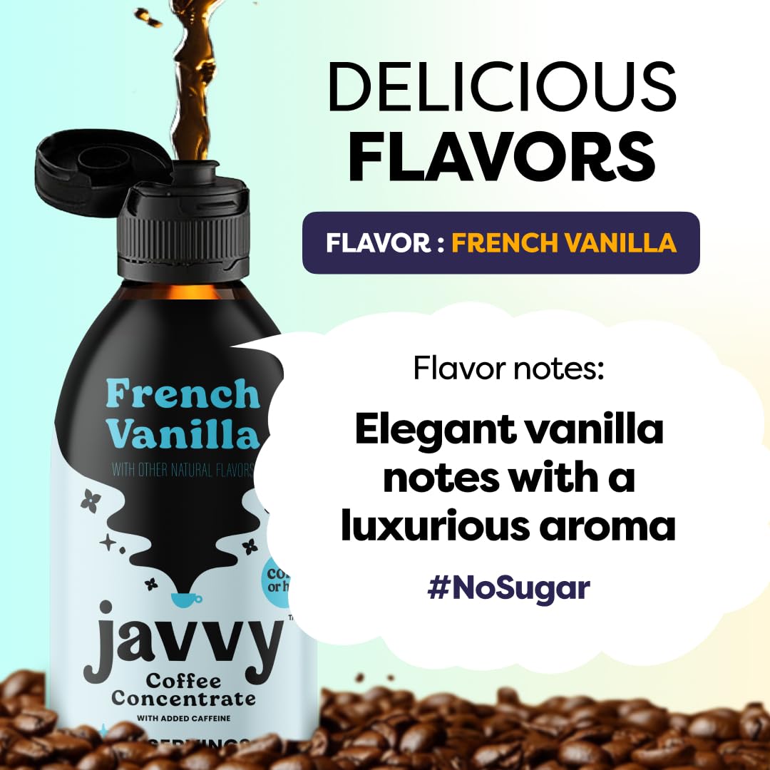 Javvy Cold Brew Coffee Concentrate - Original & Vanilla Flavored Instant Coffee for Hot or Iced Drinks | Perfect for Home, Office & Travel Use