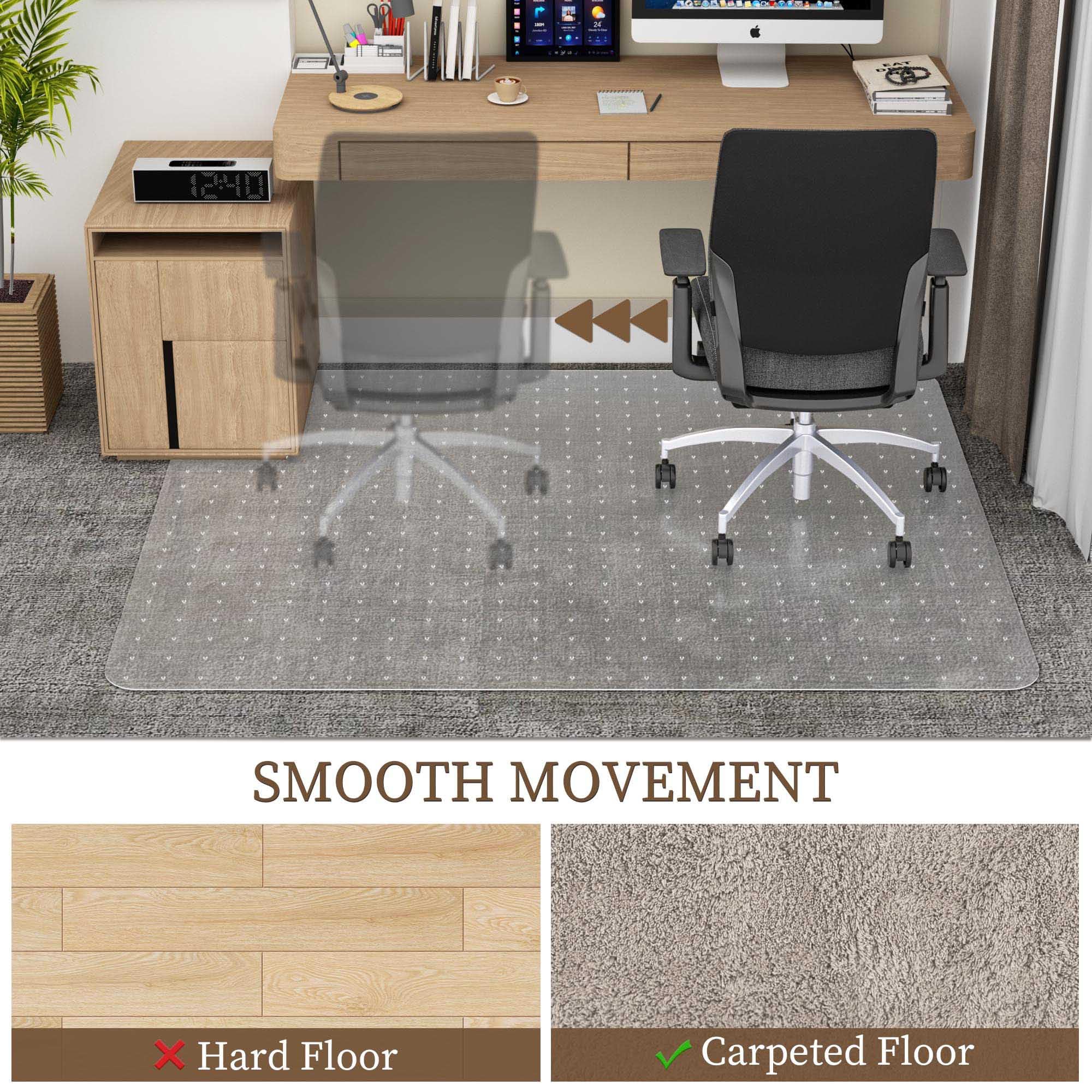 46” x 60” Clear Office Chair Mat for Carpet - Heavy Duty Plastic Floor Protector Mat for Easy Gliding & Rolling - Large Desk Mat for Home & Office Workspace - Perfect for Computer Desks, Gaming Setups & Study Areas (Rectangle)