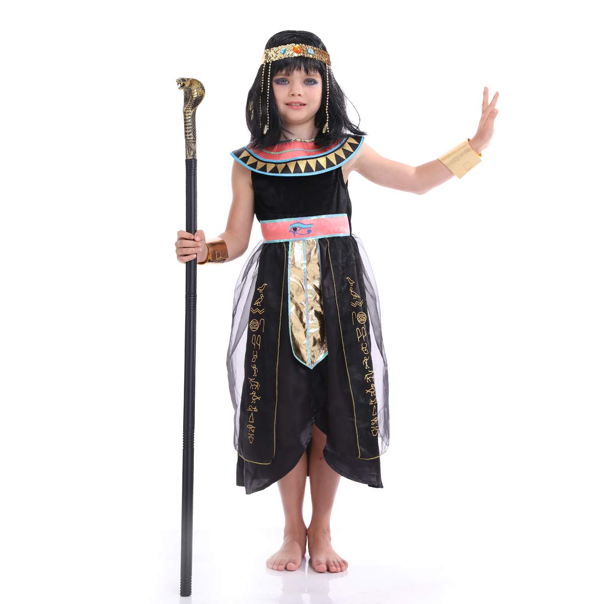 Egyptian Cleopatra Costume for Girls - Pink & Black Nile Queen Halloween Outfit, Historical Pharaoh Princess Dress for Kids | Perfect for Halloween Parties, School Plays, and Themed Events