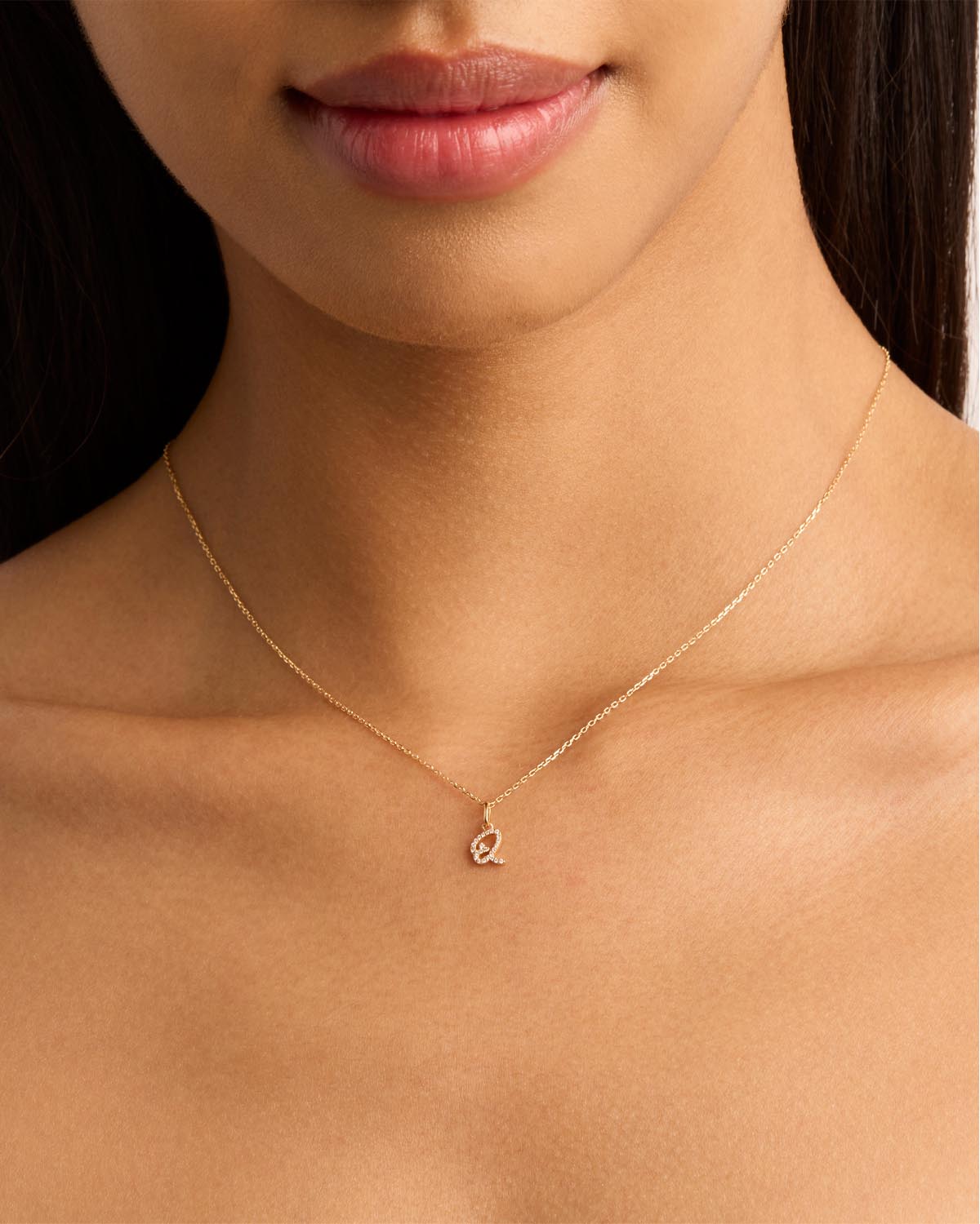 14K Solid Gold Forever Love Diamond Letter Necklace Pendant - Personalized Initial Jewelry Gift for Women, Perfect for Valentine's Day, Anniversary & Special Occasions