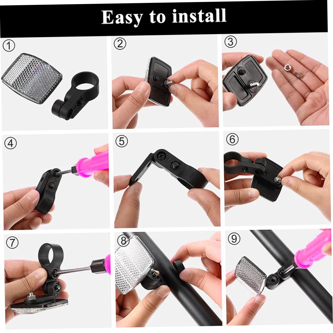 10PCS Bike Reflectors - Front & Rear Bicycle Safety Lights for Handlebar & Saddle | High Visibility Cycling Accessories for Night Riding & Commuting