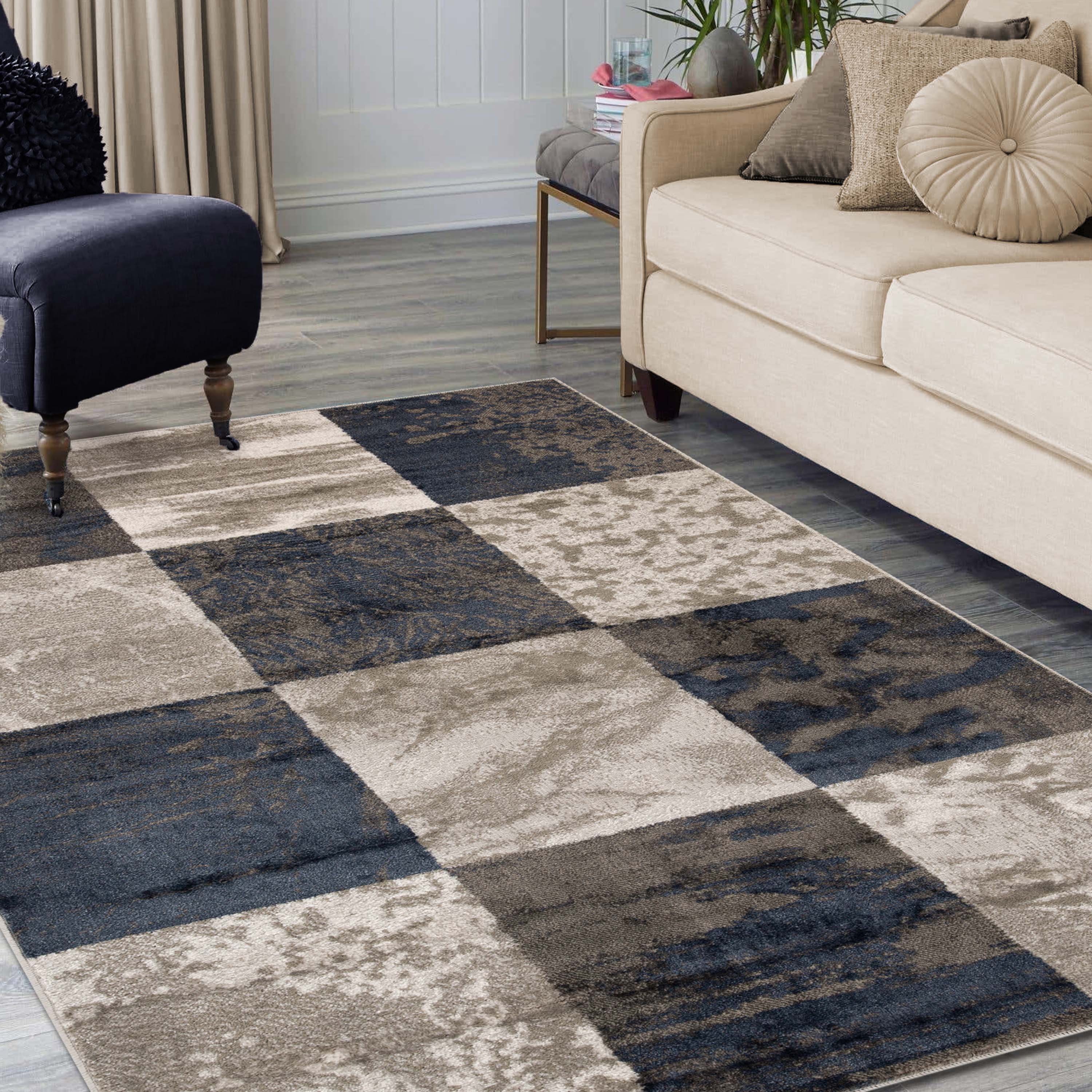 Brentwood Modern Abstract Indoor Area Rug - Soft Non-Slip Living Room Carpet for Bedroom, Dorm & Home Decor