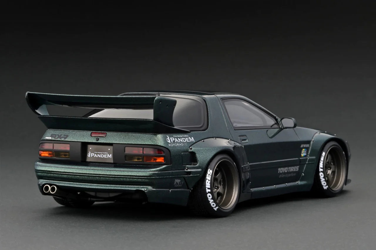 1:18 Scale Mazda RX-7 FC3S Pandem Widebody Diecast Model Car - Metallic Green - Collectible Sports Car Replica for Display & Racing Enthusiasts - Perfect for Home Office Decor, Car Shows & Gift Giving
