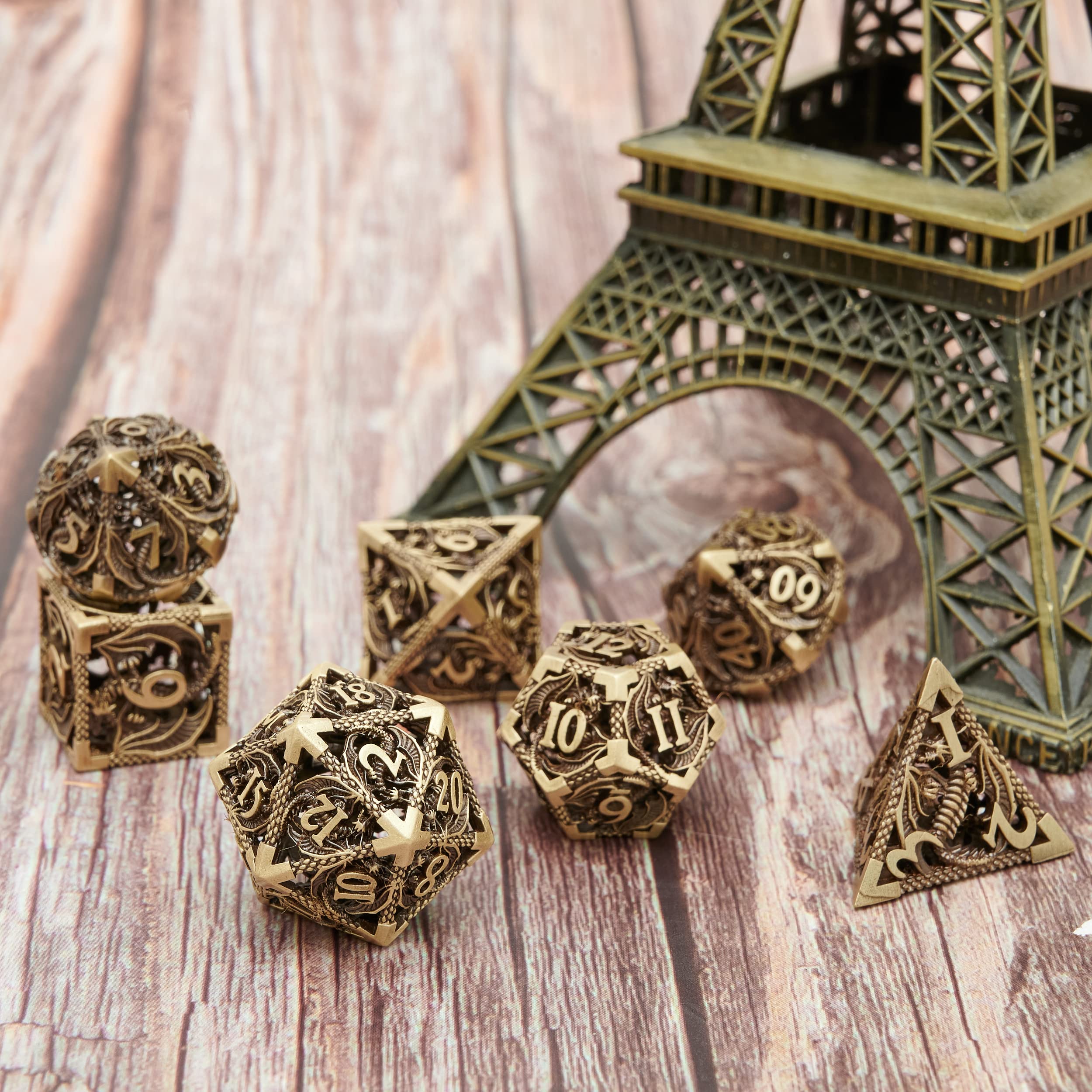 Premium 7-Piece Metal Hollow D&D Dice Set for Dungeons & Dragons, RPG, MTG & Pathfinder - Perfect for Tabletop, Board & Role-Playing Games - Ideal for Game Nights, Campaigns & Collectors