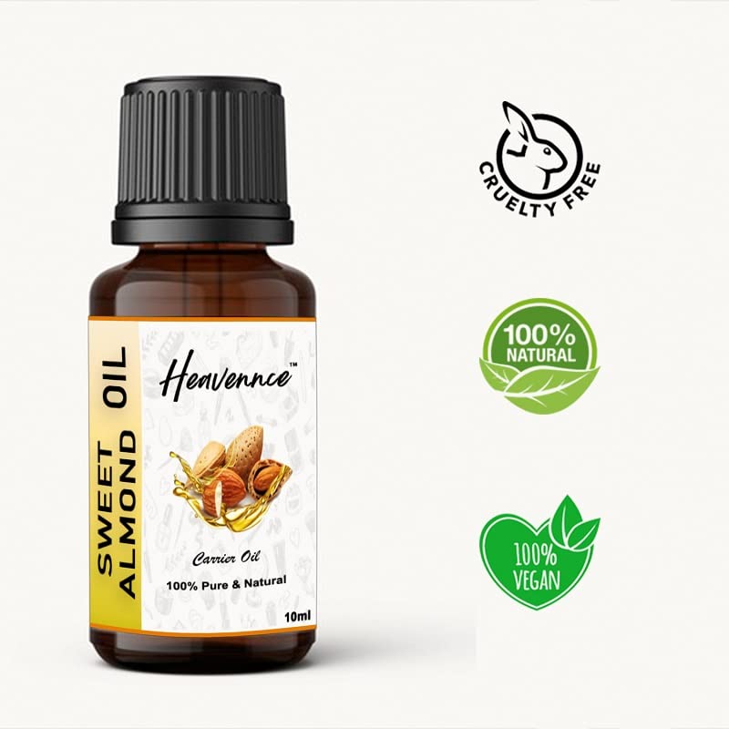 Pure Sweet Almond Carrier Oil for Skin & Hair Care - 10ml | Moisturizing, Nourishing & Soothing | Perfect for Massage, Aromatherapy & DIY Beauty Recipes